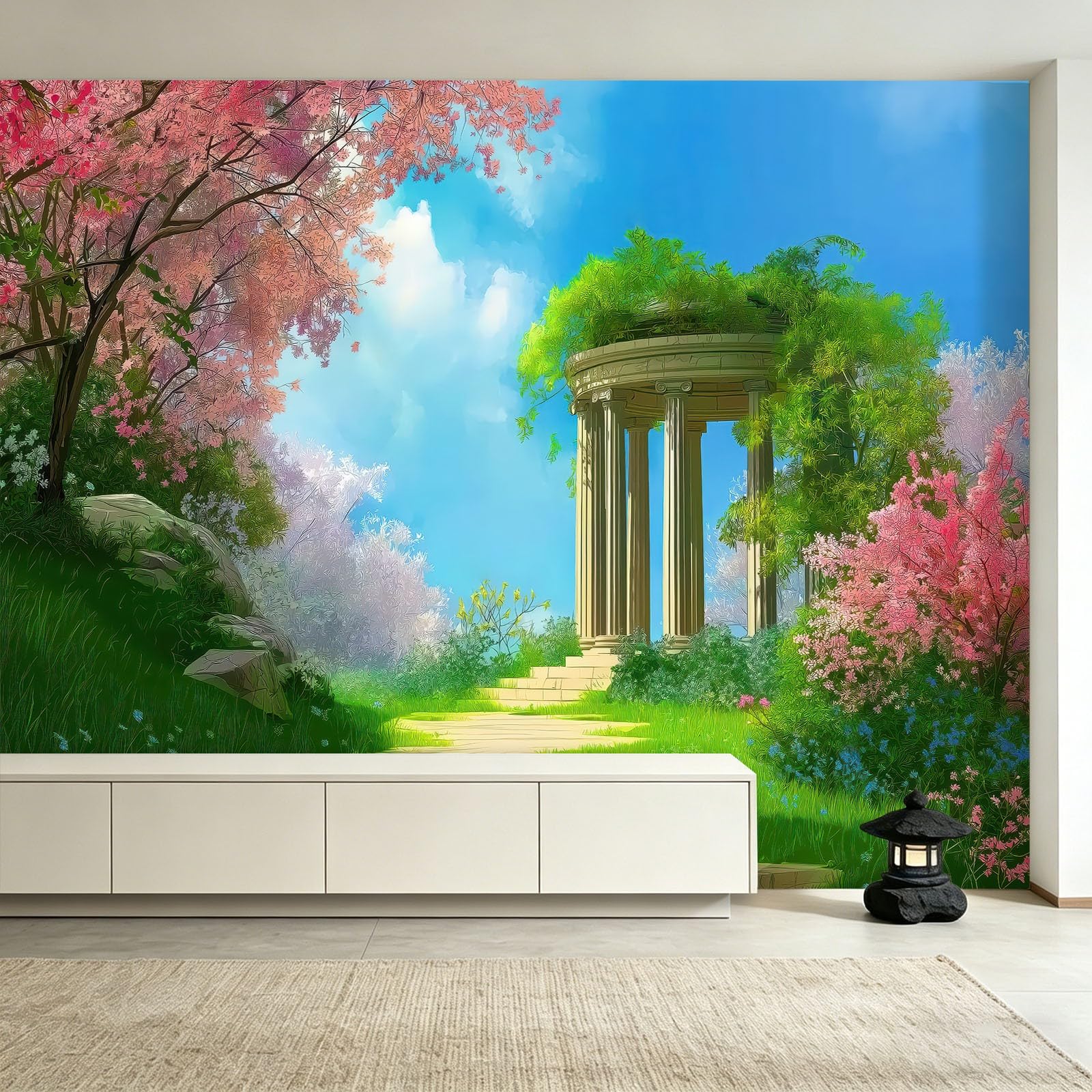 Carta da parati fotografica, 200 x 140 cm, carta da parati in tessuto non tessuto, da parete, con motivo floreale e natura, per soggiorno, sala da pranzo