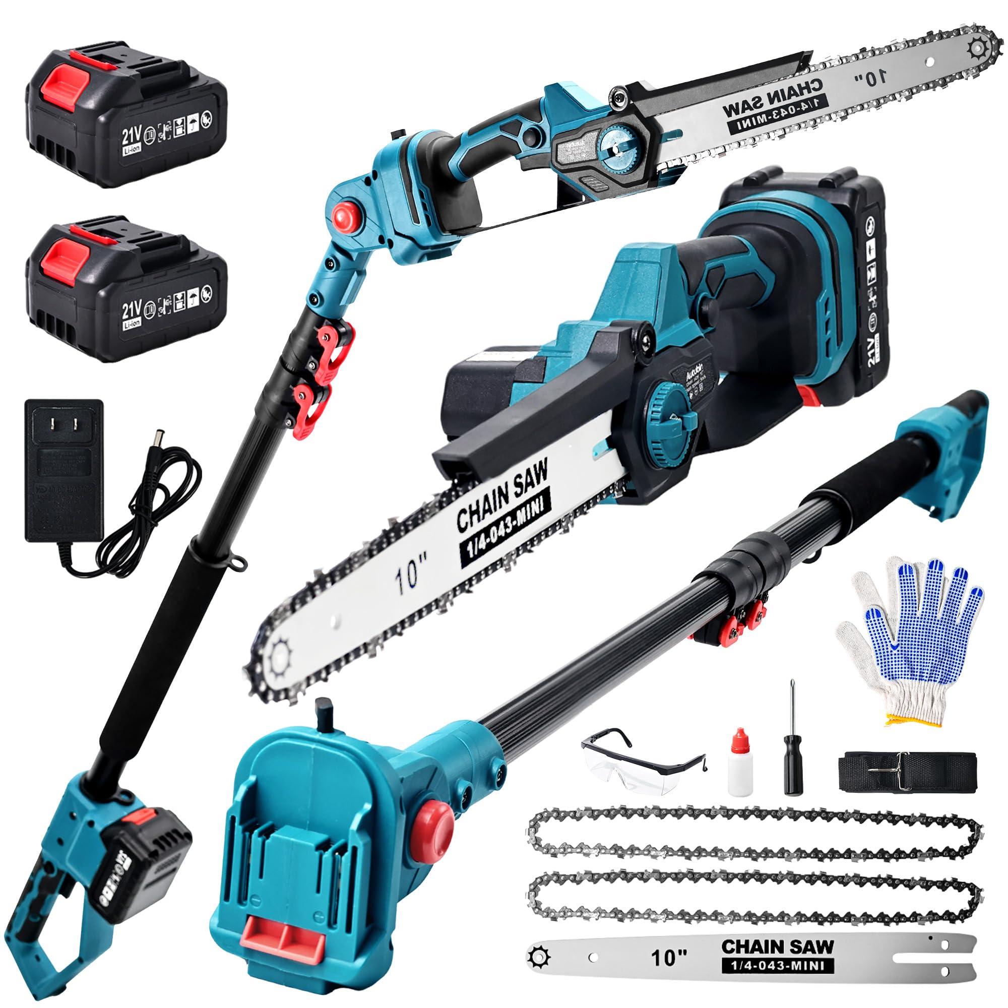 10'' Electric Pole Saws, 2-in-1 Mini Chainsaw for Tree Trimming