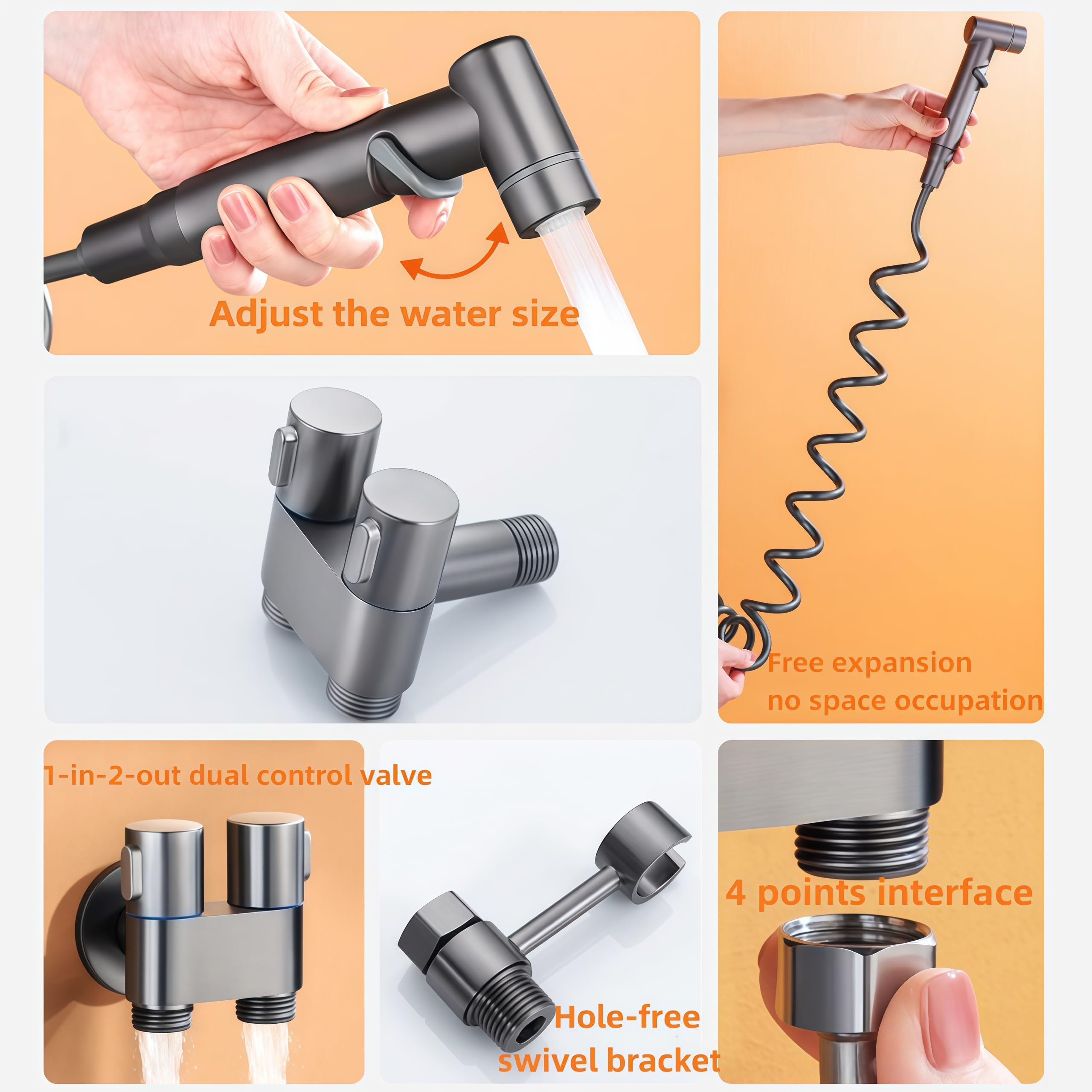 Válvula de controle duplo 1-in-2-out, torneira de banheiro duplo