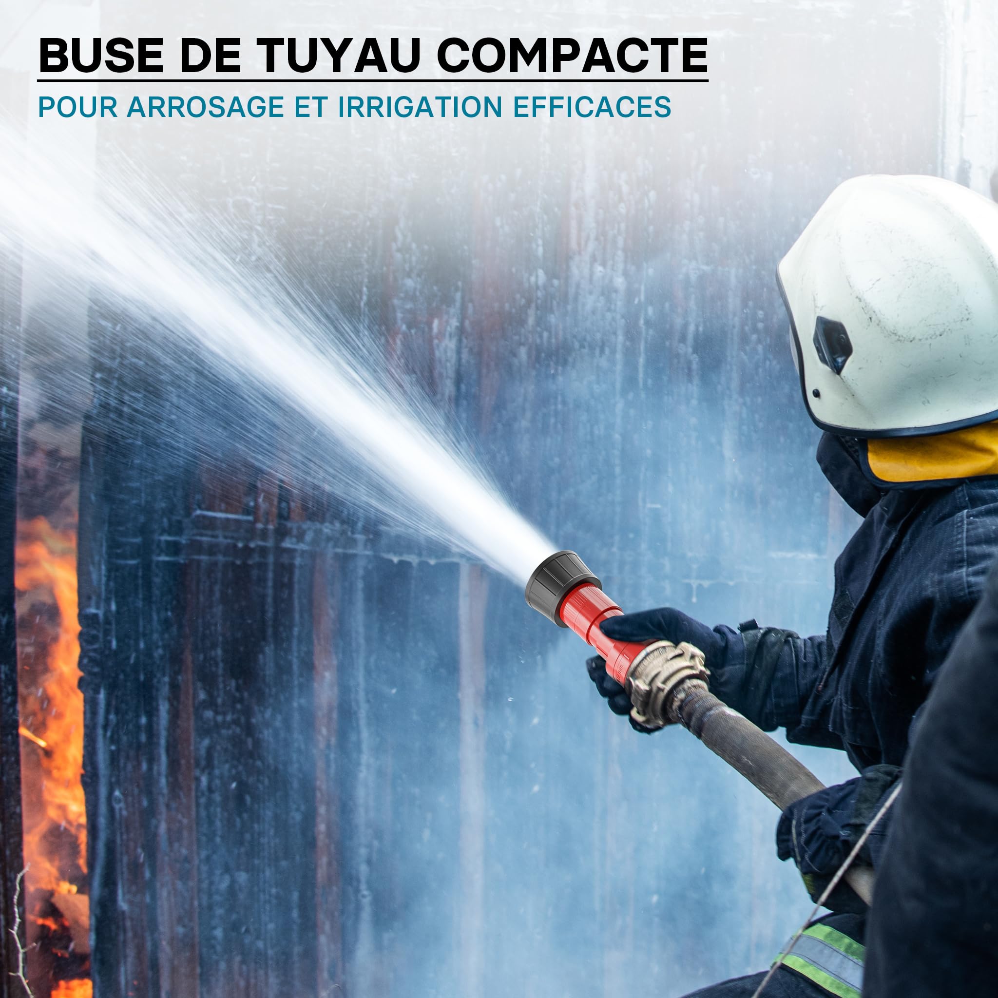 Wiltec Buse de lance d'incendie – 128 x 70 x 70 mm / 1,5" – 7 bar à 0-250 l/min, max. 300 l/min – Bec de tuyau d'incendie à petit jet – matériel de Lutte contre l'incendie Sapeurs pompiers, Chantiers
