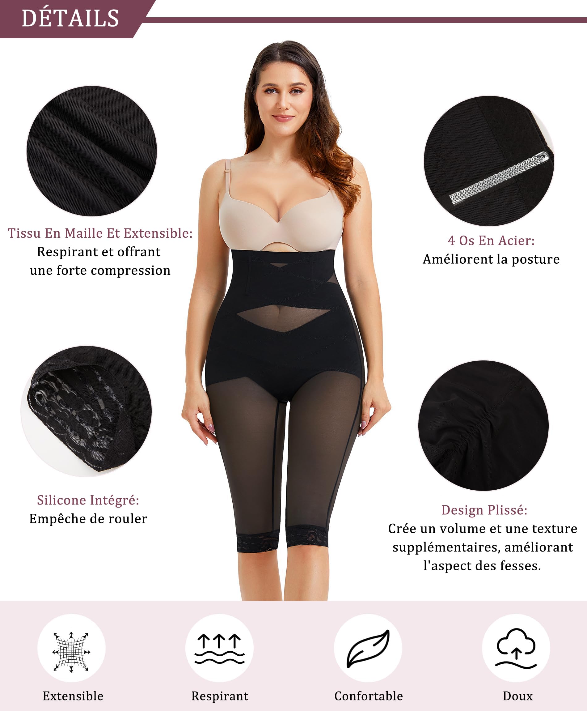 Gotoly Culotte Gainante Femme Ventre Plat Taille Haute Panty Gainant Invisible Gaine Amincissante Cuisse Culottes Sculptantes Shorts Minceur Shapewear