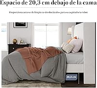 Vista 8 de Allewie Marco de cama de terciopelo de tamaño matrimonial, cabecera capitoné vertical con respaldo de ala, plataforma tapizada, listones de madera