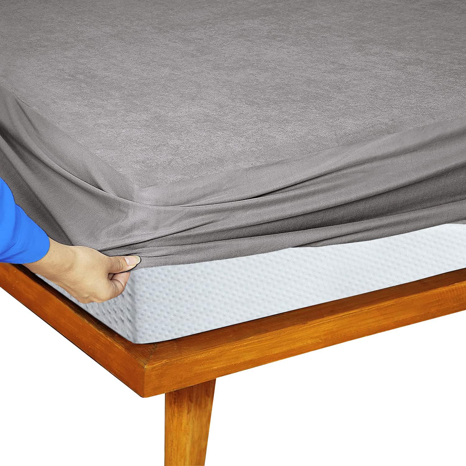 Mattress Protector King Size Waterproof Breathable Hypoallergenic Mattresses Cover for Double Size Bed (6.25x6 feet / 75x72Inch) Smoke Grey