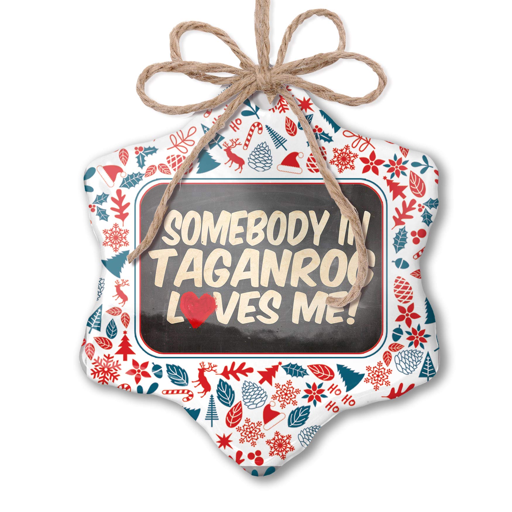 NEONBLOND Christmas Ornament Somebody in Taganrog Loves me, Russia Red White Blue Xmas