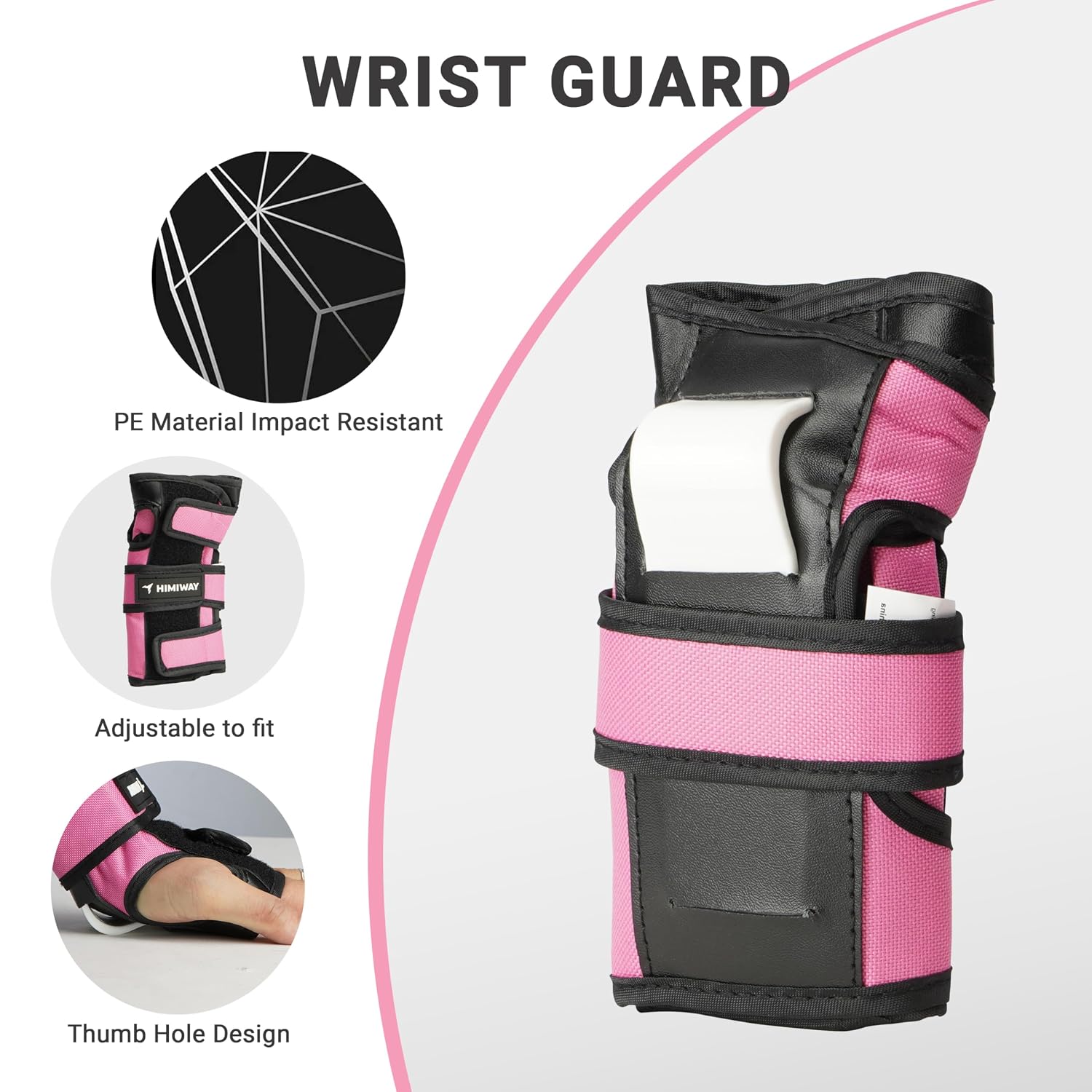 Himiway Kids Protective Gear for Skating Cycling Scooter, Children Knee Pads and Elbow Pads Set, Elbow and Knee Pads with Wrist Guards 3 in 1 for Kids 4-8 Years (Pink)