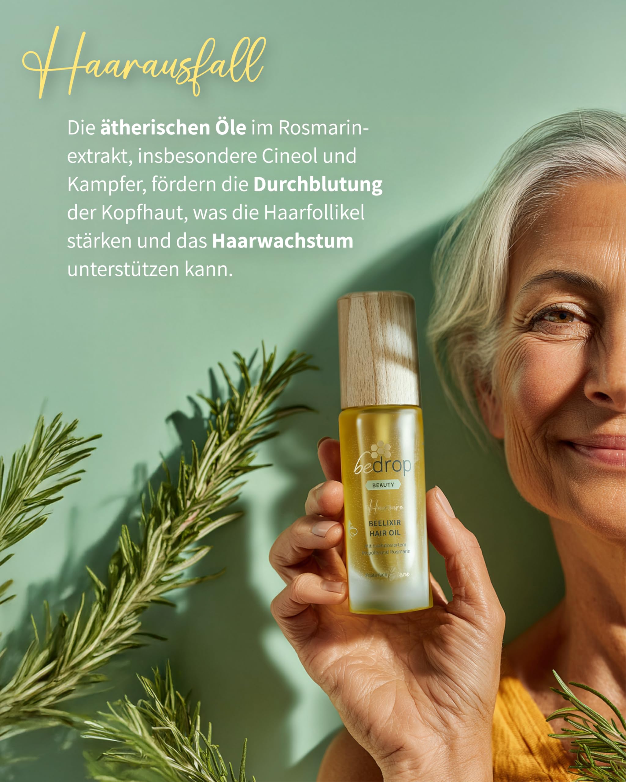 bedrop Beelixir Haaröl bei Haarausfall - Für Haarwachstum & als stärkende Pflege für Haare und Kopfhaut | mit Manuka Honig, Propolis, Rosmarin Extrakt - 30ml