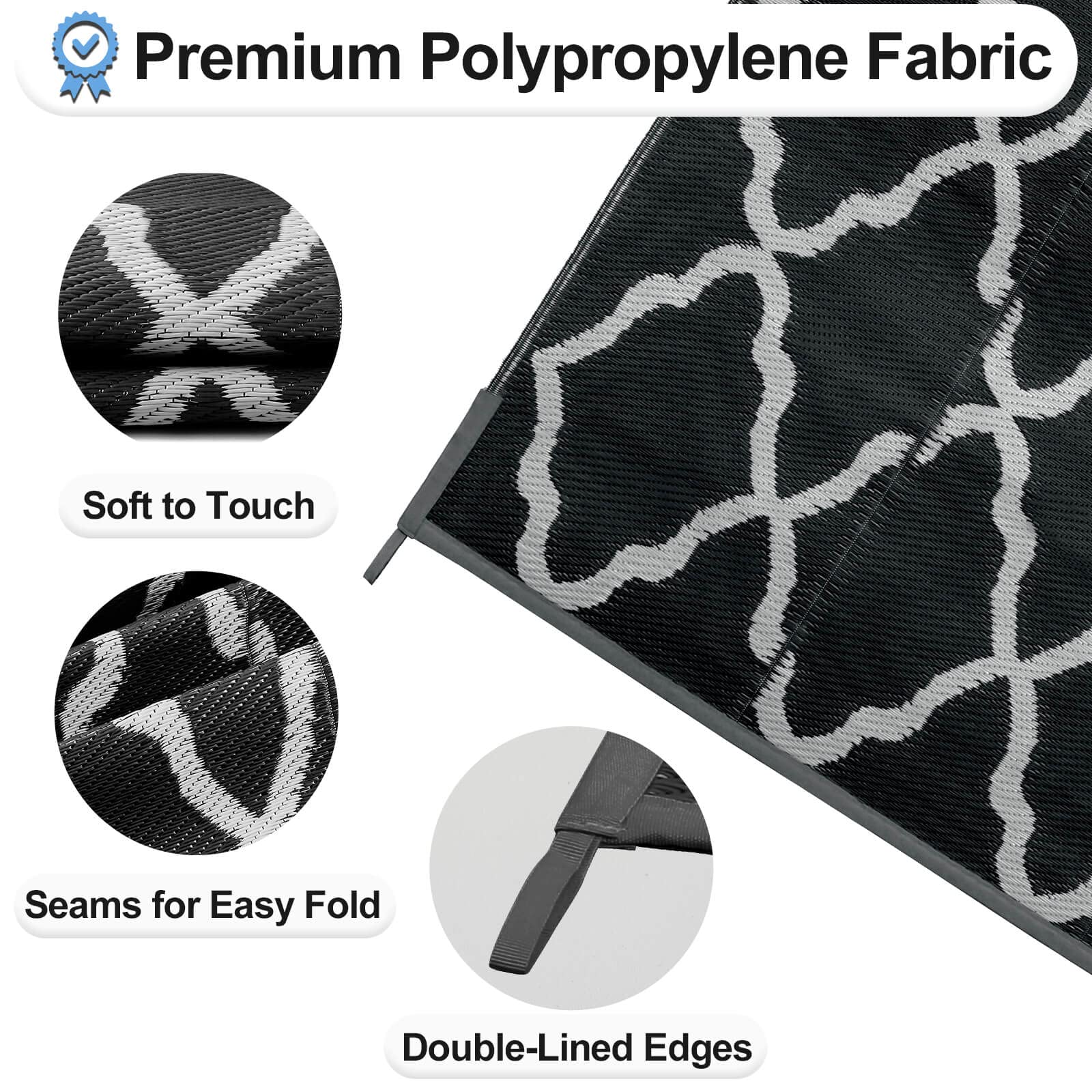 OutdoorLines Dywaniki zewnętrzne na patio 1,2 x 1,8 m – dwustronny dywan zewnętrzny, odporne na plamy i promieniowanie UV, plastikowy dywan słomkowy na kemping, do ogrodu, werandy i balkonu,