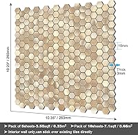 Vista 6 de BeNice Azulejos de mosaico de cocina para despegar y pegar, calcomanías de metal pequeñas hexagonales (10 unidades, champán dorado)