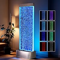 JOCOEVOL 64" Bubble Wall Waterfall Fountain with LED Lights & Remote - Acrylic Indoor Floor Standing Water Feature for Home Decor