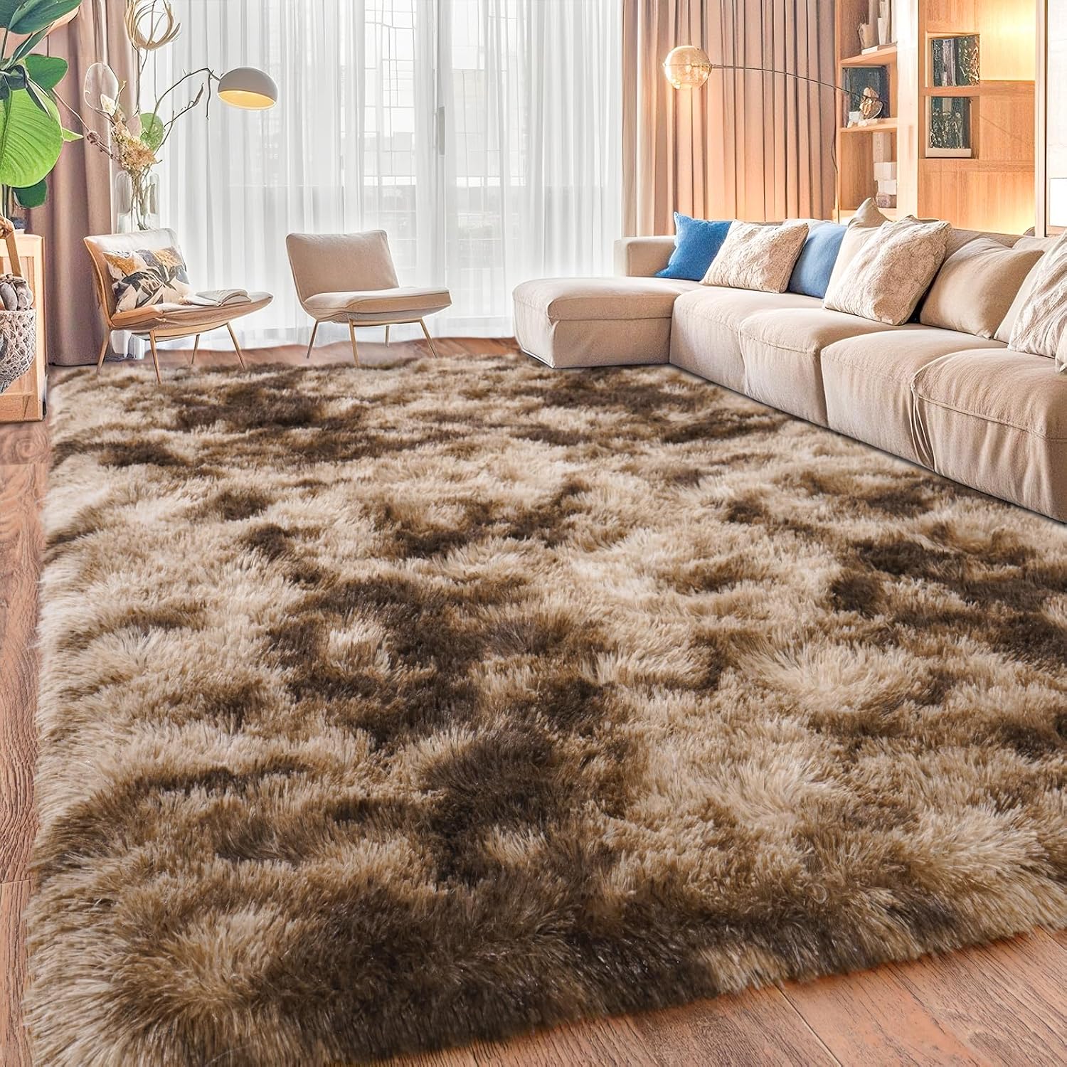 Soft Shaggy Rug 8x10 ft, fluffy home decor rug by Isdook