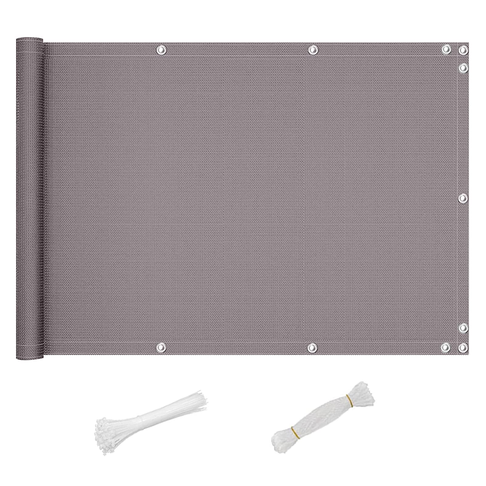 QINGLV Pantalla para Balcón Protección De Privacidad 90x200cm Lona De Protección para Balcones Y Terrazas Protección UV Opaca Tela Pantalla Privacidad Balcon con Cuerda Y Bridas -Gris