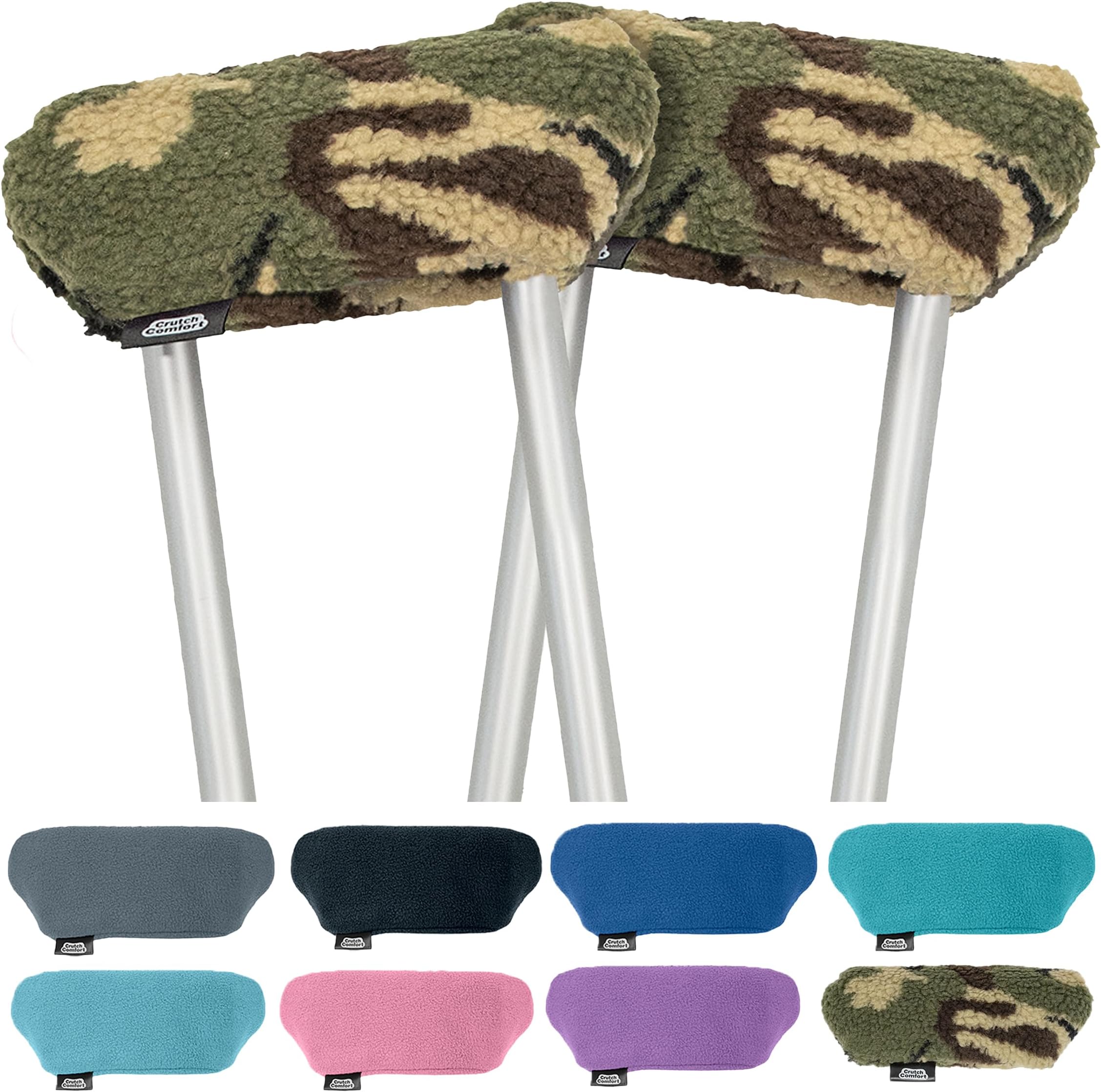 Universal Crutch Underarm Pad Covers - Luxurious Soft Fleece with Sculpted Memory Foam Cores (Army Camo)