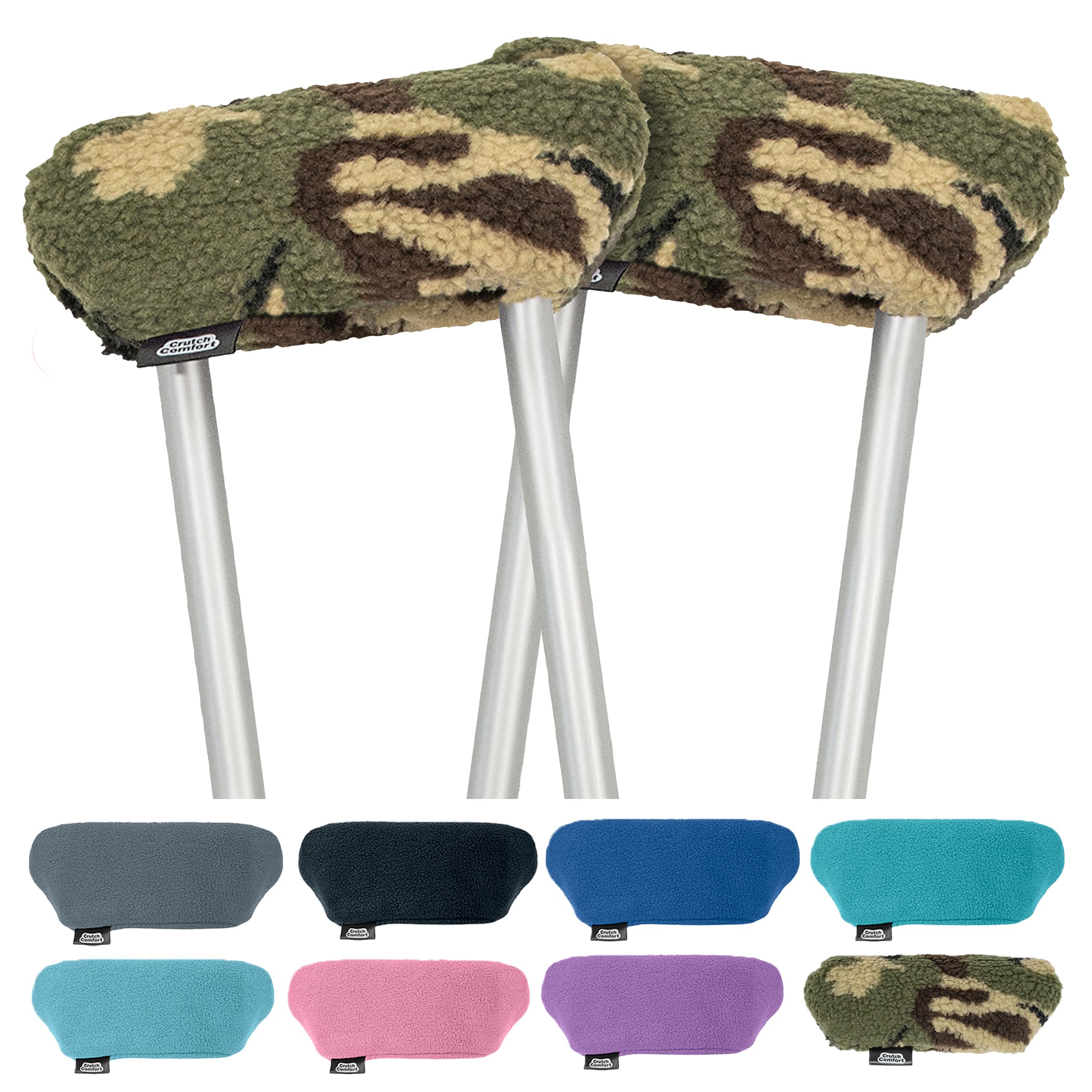Universal Crutch Underarm Pad Covers - Luxurious Soft Fleece with Sculpted Memory Foam Cores (Army Camo)