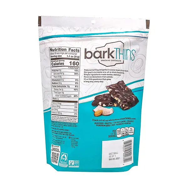 barkTHINS Dark Chocolate Coconut and Almond Snacking Chocolate, Holiday, 10 oz Family Size Bag 3