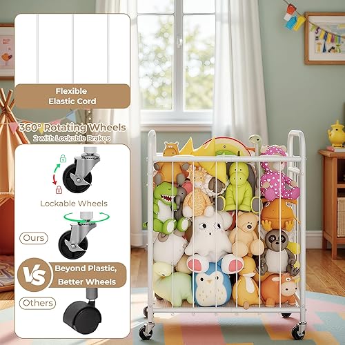 Miniatura 3 de GRANNY SAYS Almacenamiento de animales de peluche, almacenamiento de peluches con ruedas, tubo de almacenamiento de zoológico de animales de