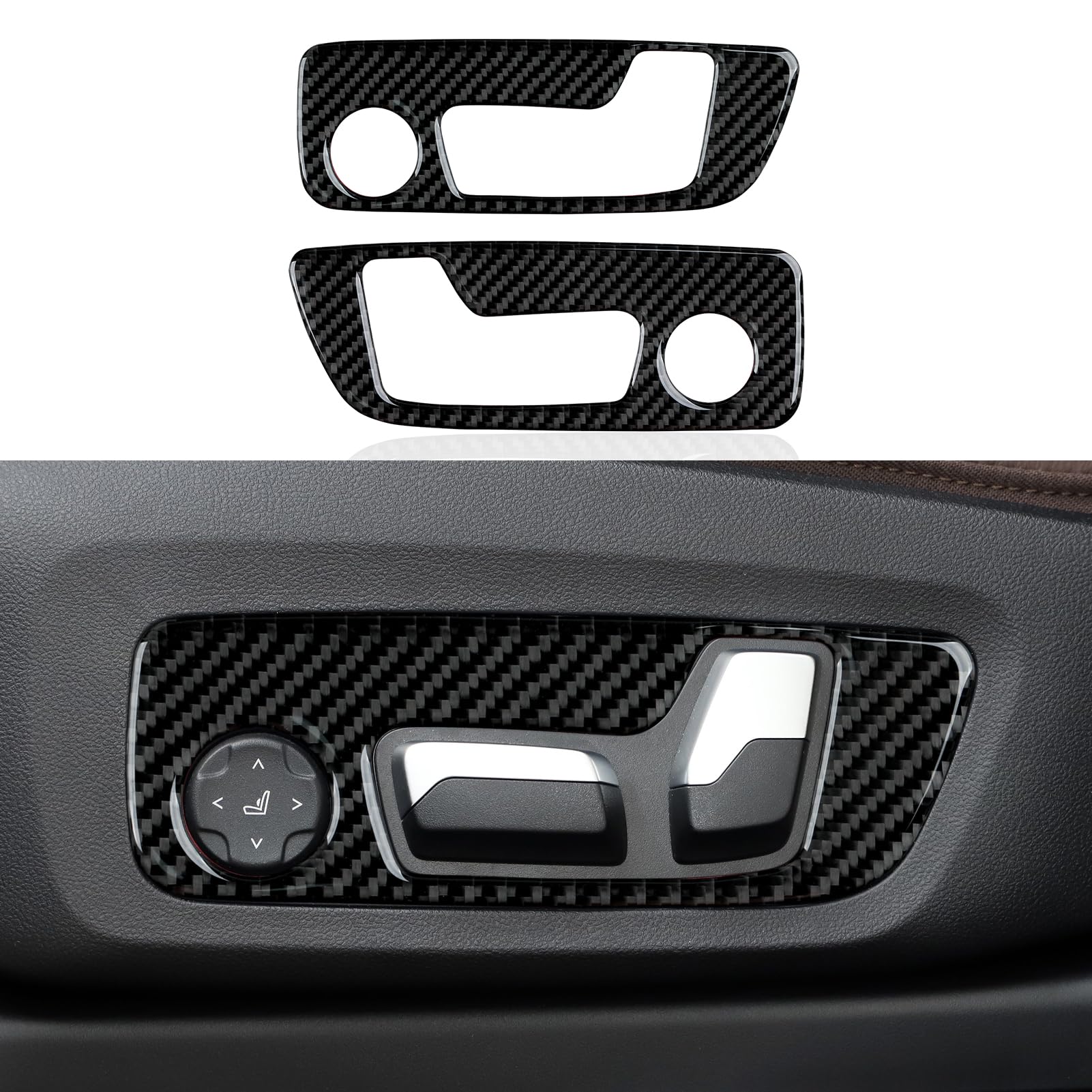 2PCS Seat Adjustment Knob Switch Buttons Cover Trim Carbon Fiber Decal Sticker fits for BMW X3 G01 X4 G02 X5 G05 X6 G06 2018-2024 Accessories (Style B)