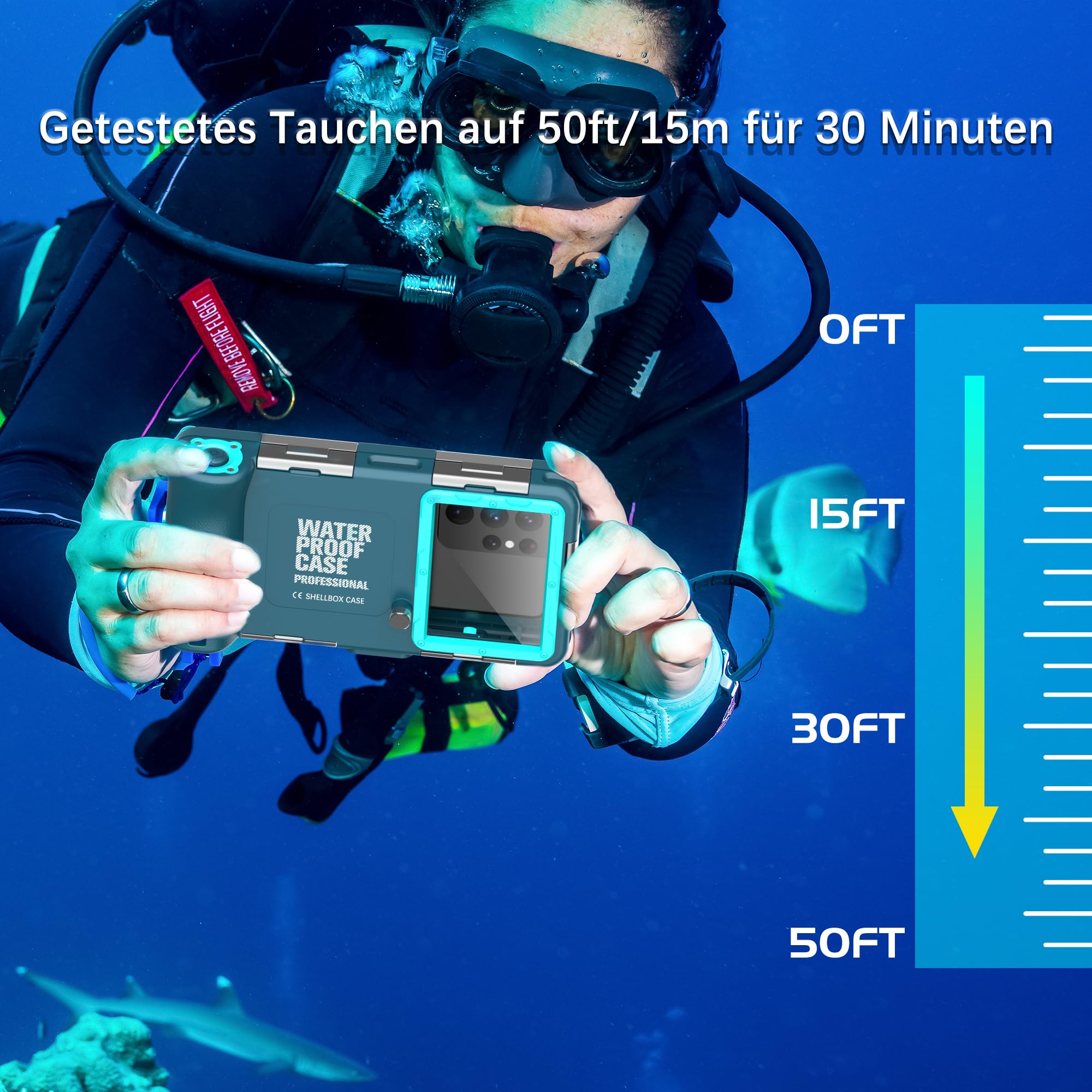 Universelle Unterwasser-Handy-Schutzhülle [50 Fuß/15 m] zum Schnorcheln, Tauchen, Schwimmen, Sport, Foto, Video, Gehäuse, kompatibel mit Handys in der Größe 4,7 bis 6,9 Zoll, iPhone, Samsung usw