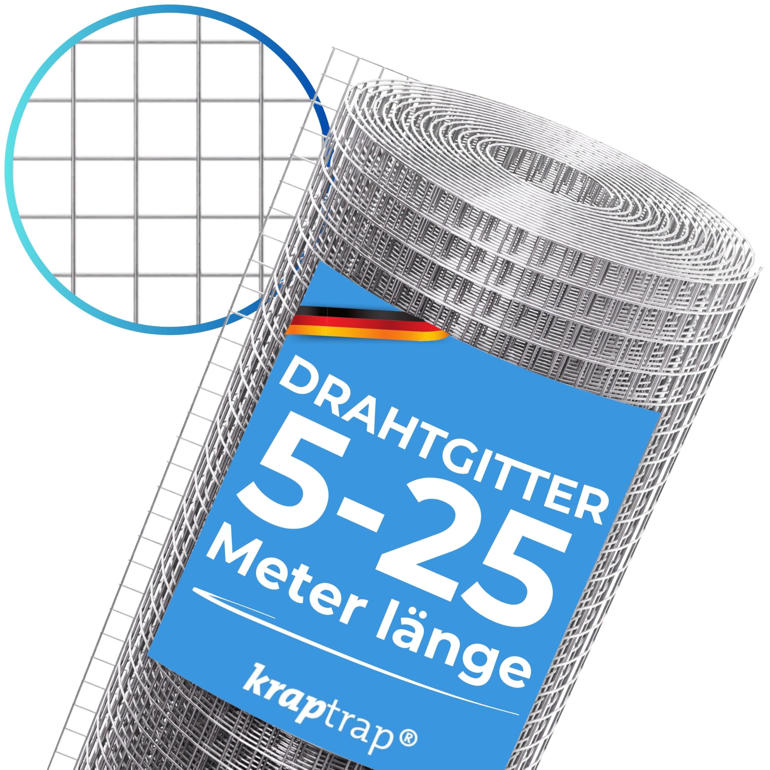 KrapTrap 10x10mm Masche I Volierendraht Drahtgitter Drahtzaun Käfigzaun Hasendraht (1m x 12m)