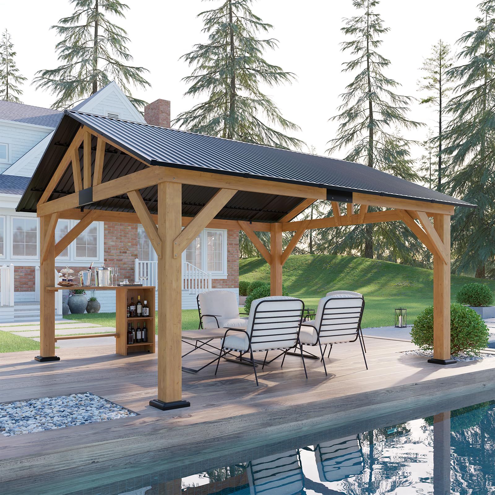 AMERLIFE 13x15 Spruce Wood Gazebo