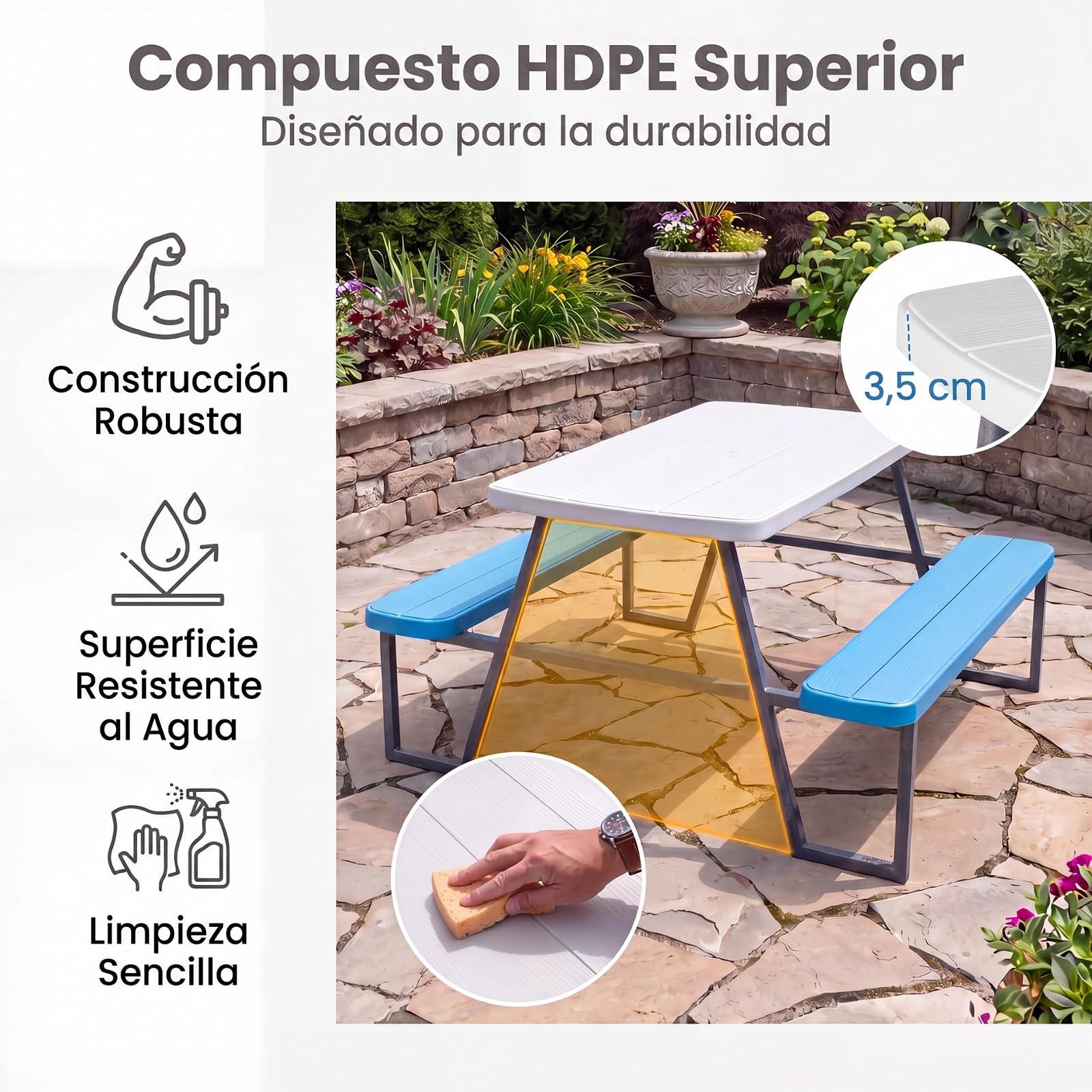 GOPLUS Mesa de Picnic Infantil con Sombrilla Desmontable