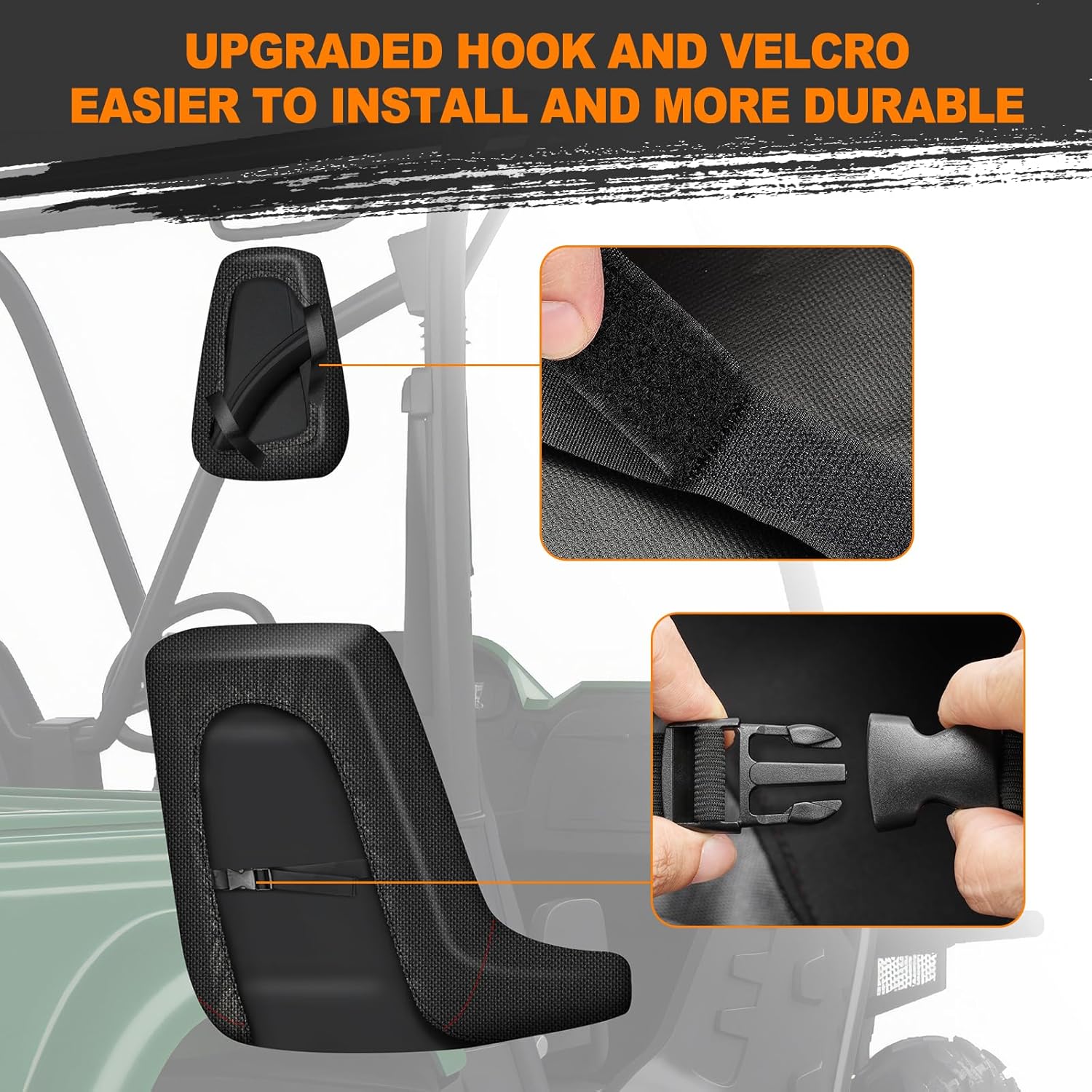BORDAN UTV Seat Cover for 2004-2021 Yamaha Rhino 700 660 450, Heavy Duty 1680D Waterproof Full Protection Outdoor Seat Cover Set(4 PCS)