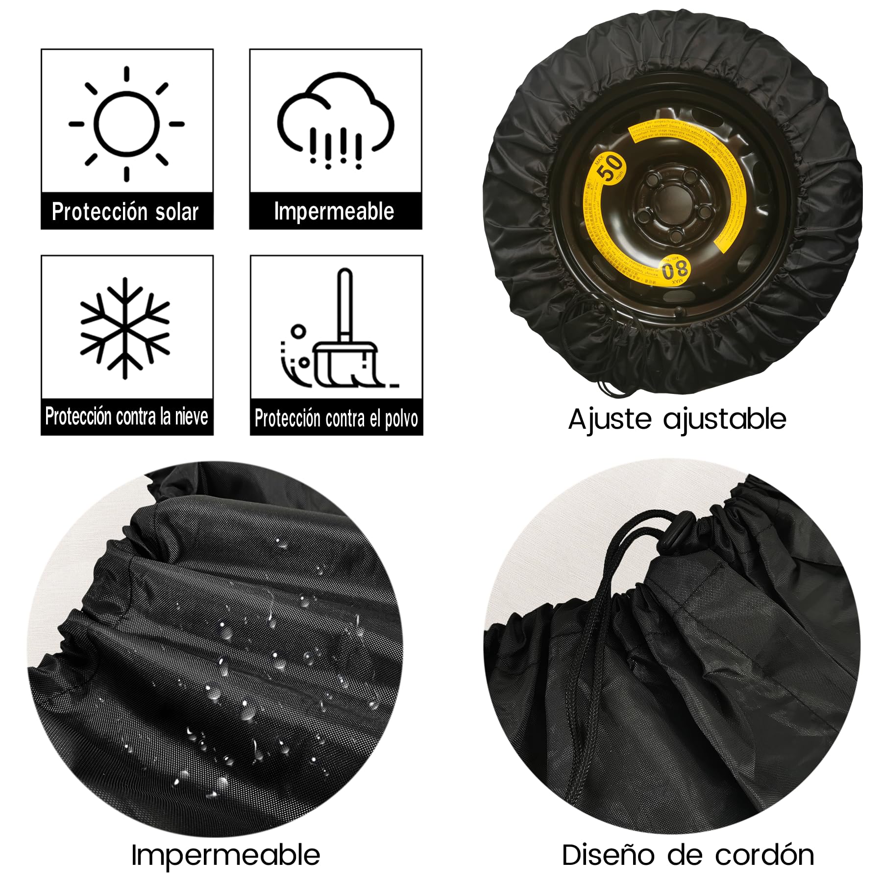 ‌ITINSPACE Club Auventure Funda Rueda Accesorios Caravana para Autocaravana - A Prueba de Polvo, Antióxido - Tapacubos 15 Pulgadas(69-75 cm)