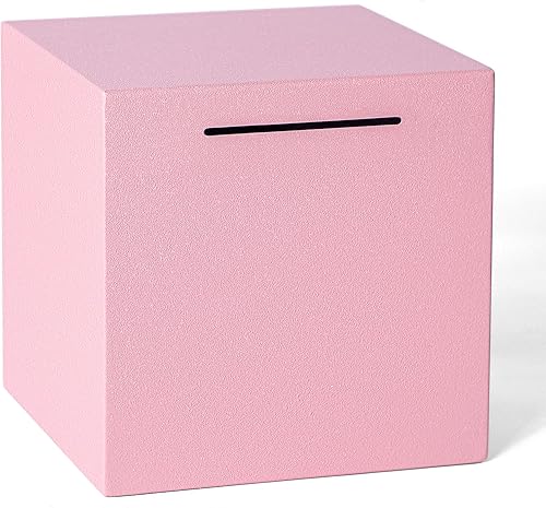 Miniatura 1 de Alcancía para adultos debe romperse para abrir, alcancía irrompible para adultos, hecha de acero inoxidable, banco de ahorro de metal (rosa, 7.9