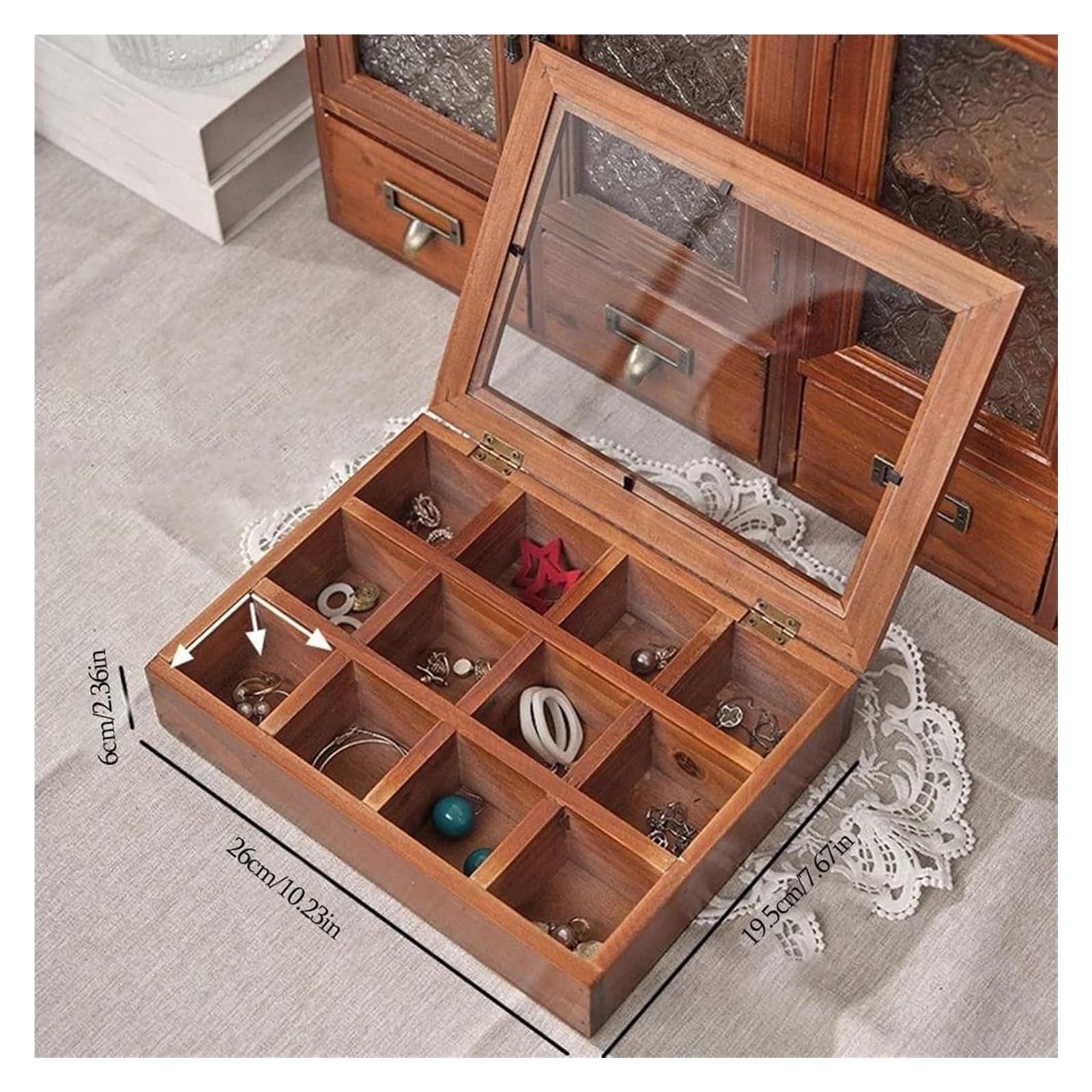 Organizer na biżuterię Vintage Ring Box Organizer Drewniane pudełko Uchwyt na pudełka ślubne Ceremonia Opakowanie prezentów Bransoletka Kolczyki Pudełka ekspozycyjne Kolczyk