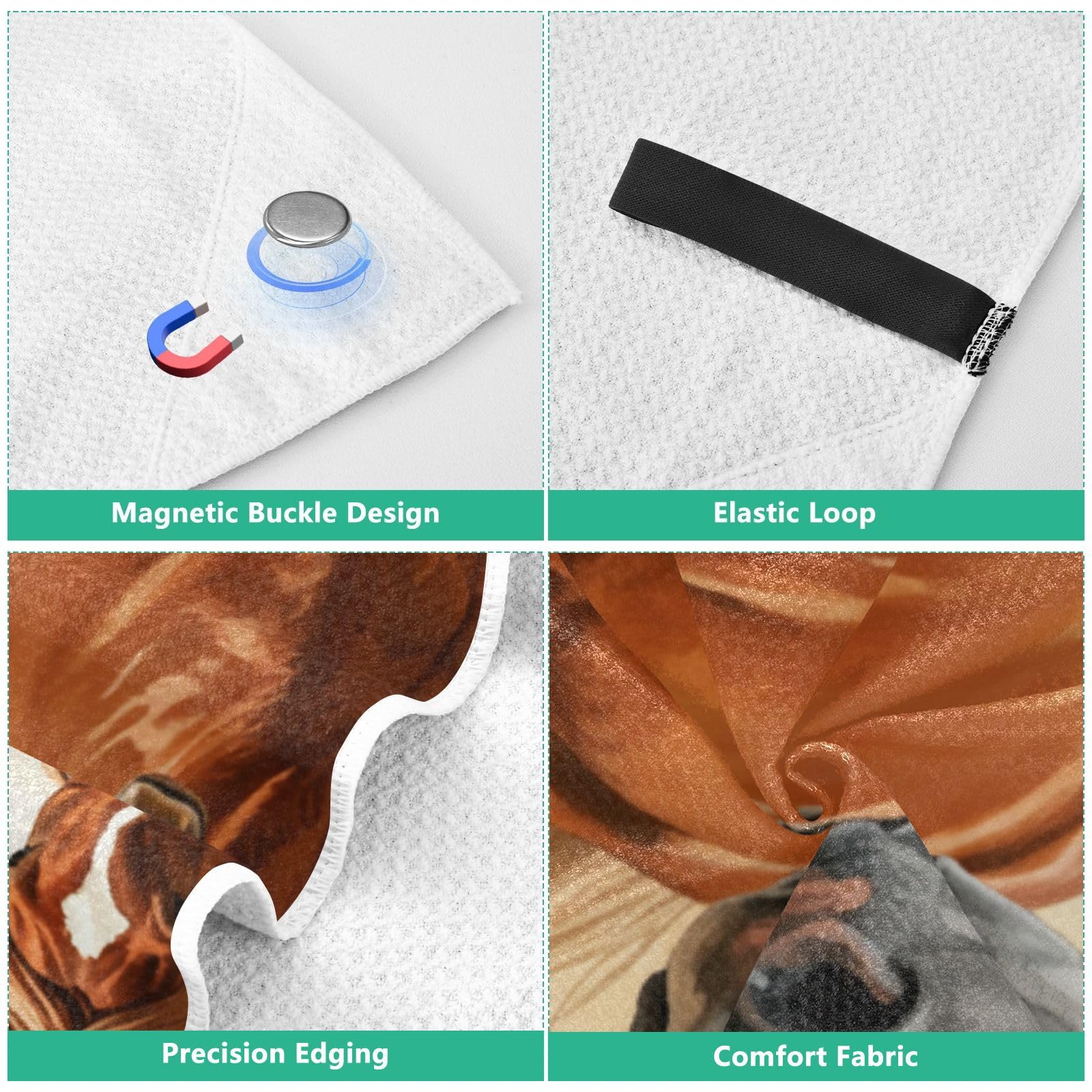 Toallas de playa grandes con bolsas de malla para adultos, toalla de baño de caballo blanco y caballos marrones con cierre magnético, toalla absorbente de secado rápido para piscina, camping y