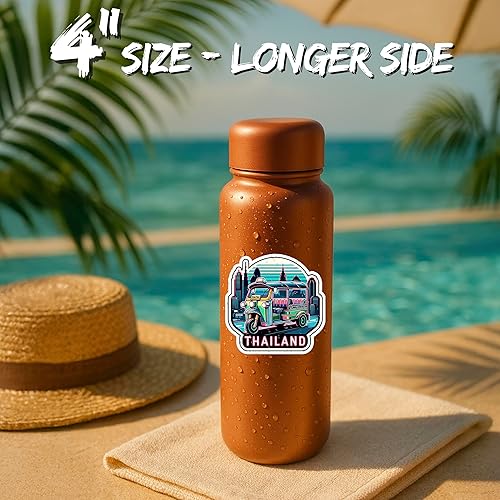 Miniatura 4 de Adhesivo de Tailandia con diseño retro de horizonte, vinilo pequeño impermeable para botella de agua, taza, pasaporte, libro de recortes, cuaderno,
