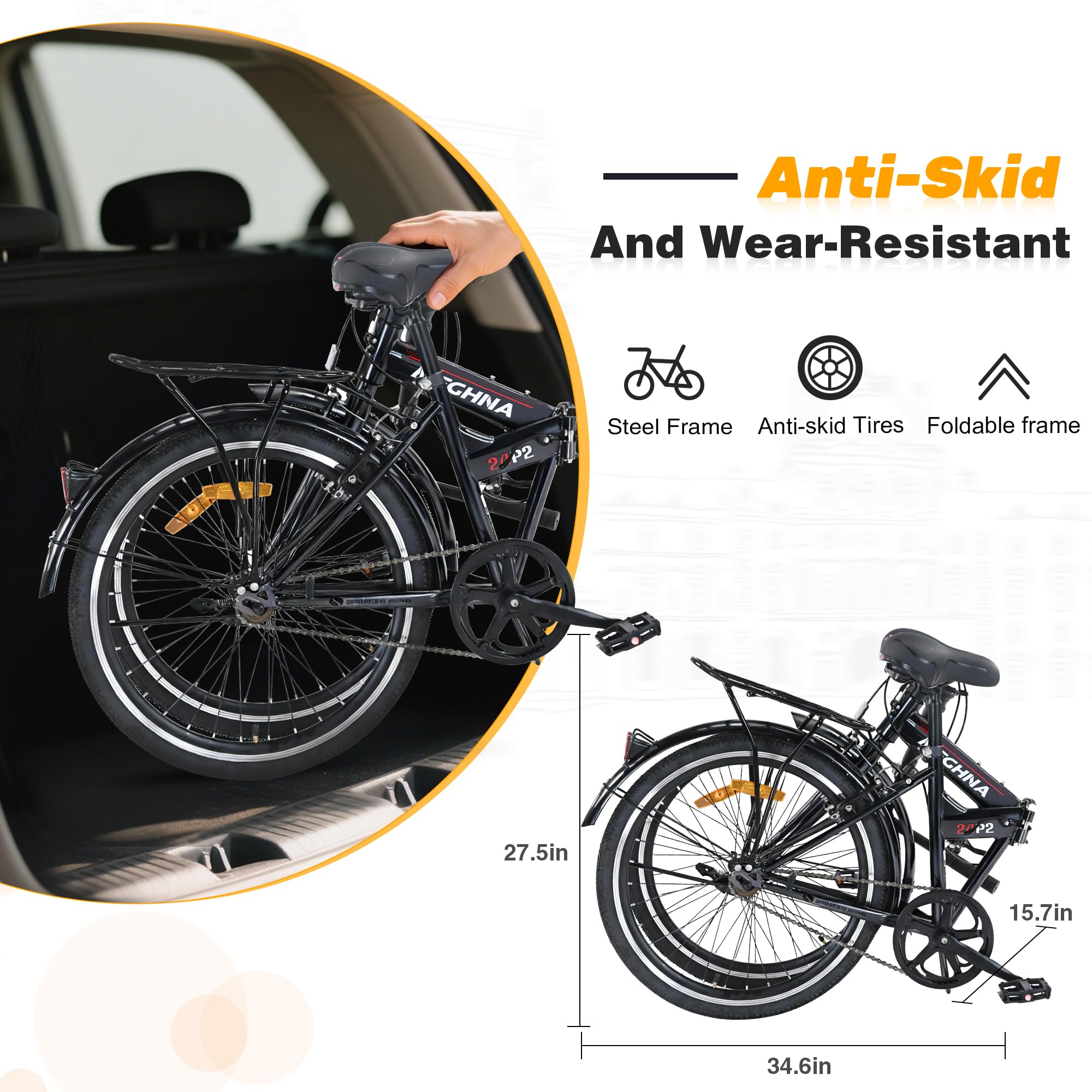 MEGHNA 折りたたみ自転車 2人乗り ブラック Amazon.com : MEGHNA Folding City Bike 24 inch Wheel Single Speed