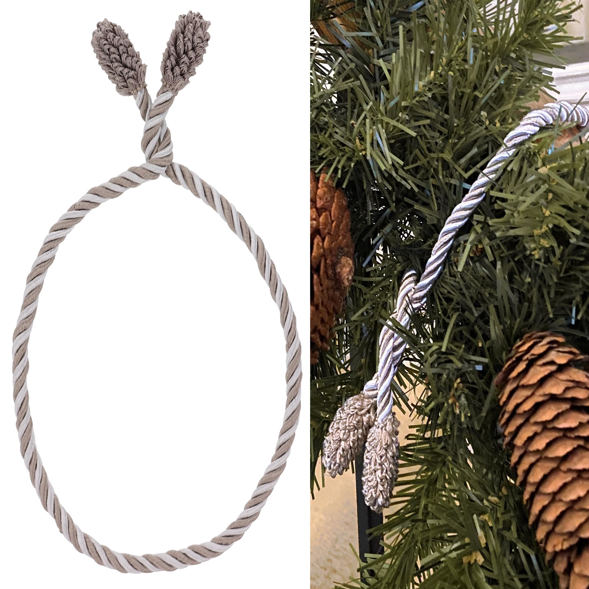 Haute Decor Decorative Twist Ties, 6 Pack, 16 inches (Taupe/White) - Hang Garland, Lights, Decorations