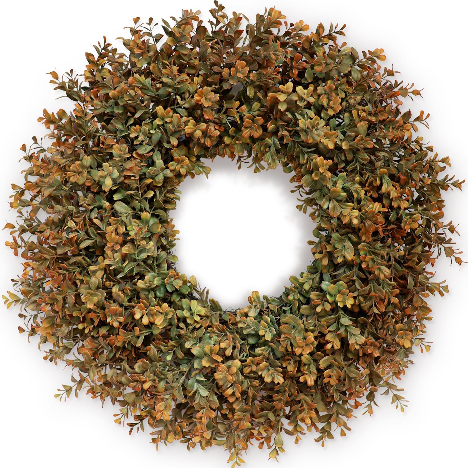 263939 large fall wreath for front door porch window- artificial boxwood leaves outdoor autumn wreath for home farmhouse wall thanksgiving day harvest festival decor