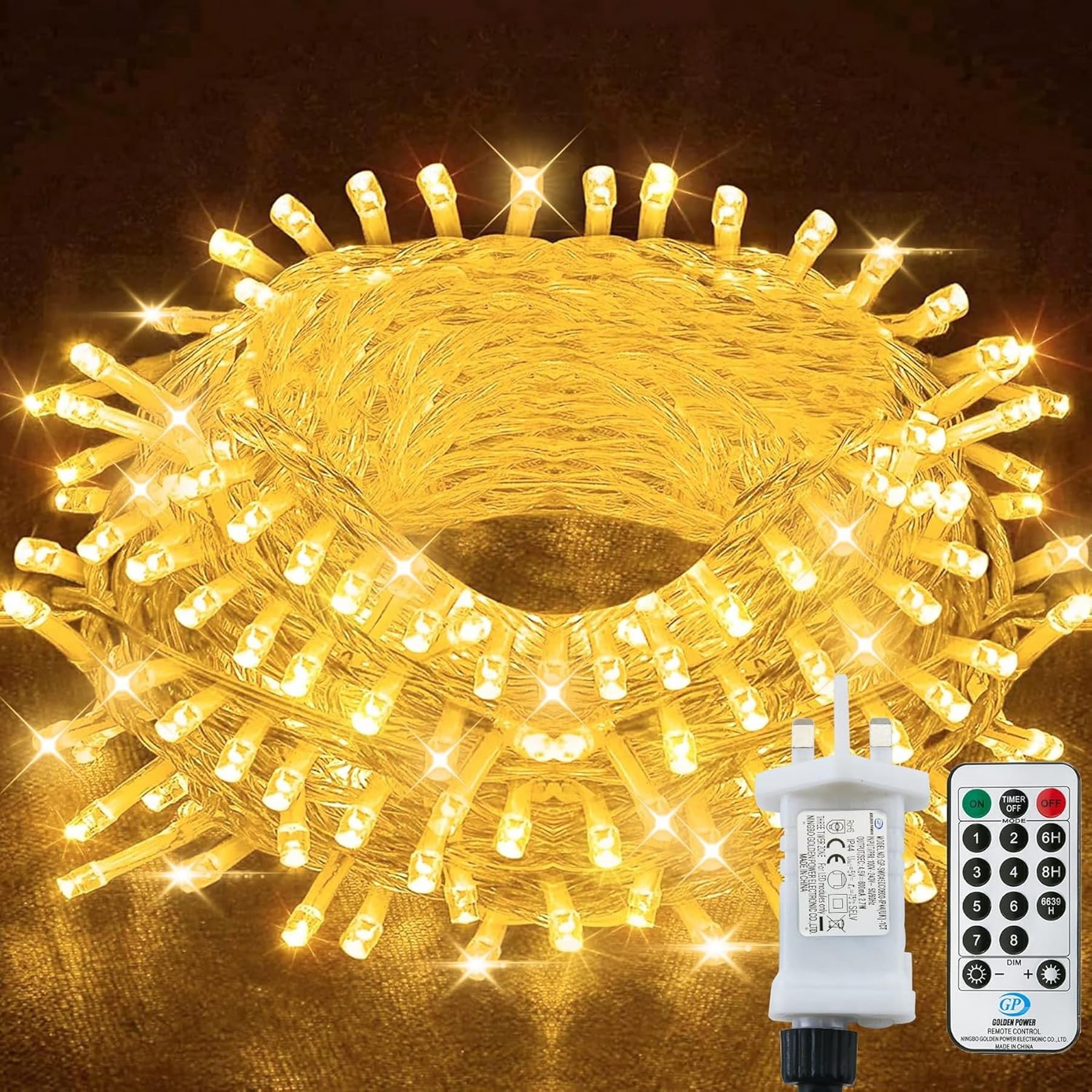 LITYBY 500LED Fairy Lights Plug in,50M Fairy Lights Mains Powered,8 Modes Remote Control Christmas String Lights Indoor/Outdoor for Bedroom,Gazebo,Wedding, Christmas Decorations(Warm White)