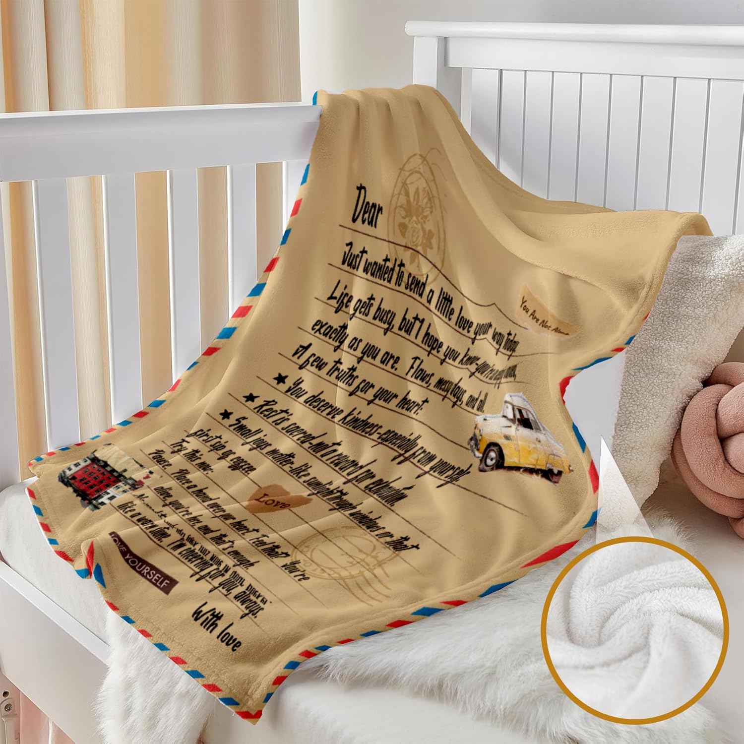 50"x70" Thinking of You Gifts for Women, Extra Large Beige You are Not Alone Comfort Blanket, Supportive Plush Throw for Mom Sister Friend, Inspirational Spiritual Care Package - Image 8