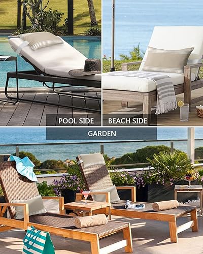 Miniatura 6 de Almohadas reclinables para la cabeza, almohadas para silla de descanso con inserto, almohada lumbar a rayas color caqui y blanco con correa