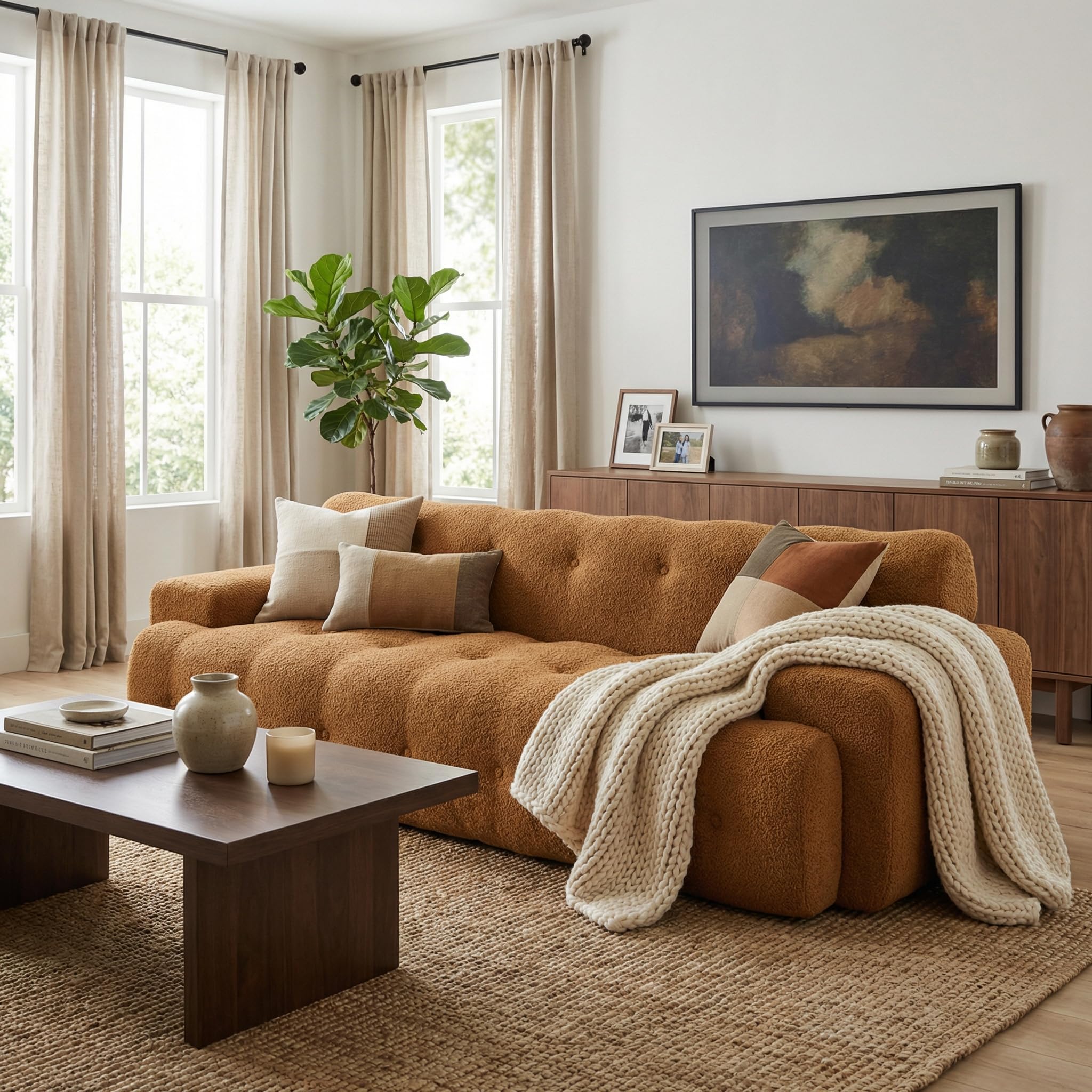 Christopher Knight Home Gumi Modern Fabric Upholstered 3 Seater Sofa Couch, Oversized Boneless Couch for Living Room, Comfy Cloud Sofa for Bedroom,