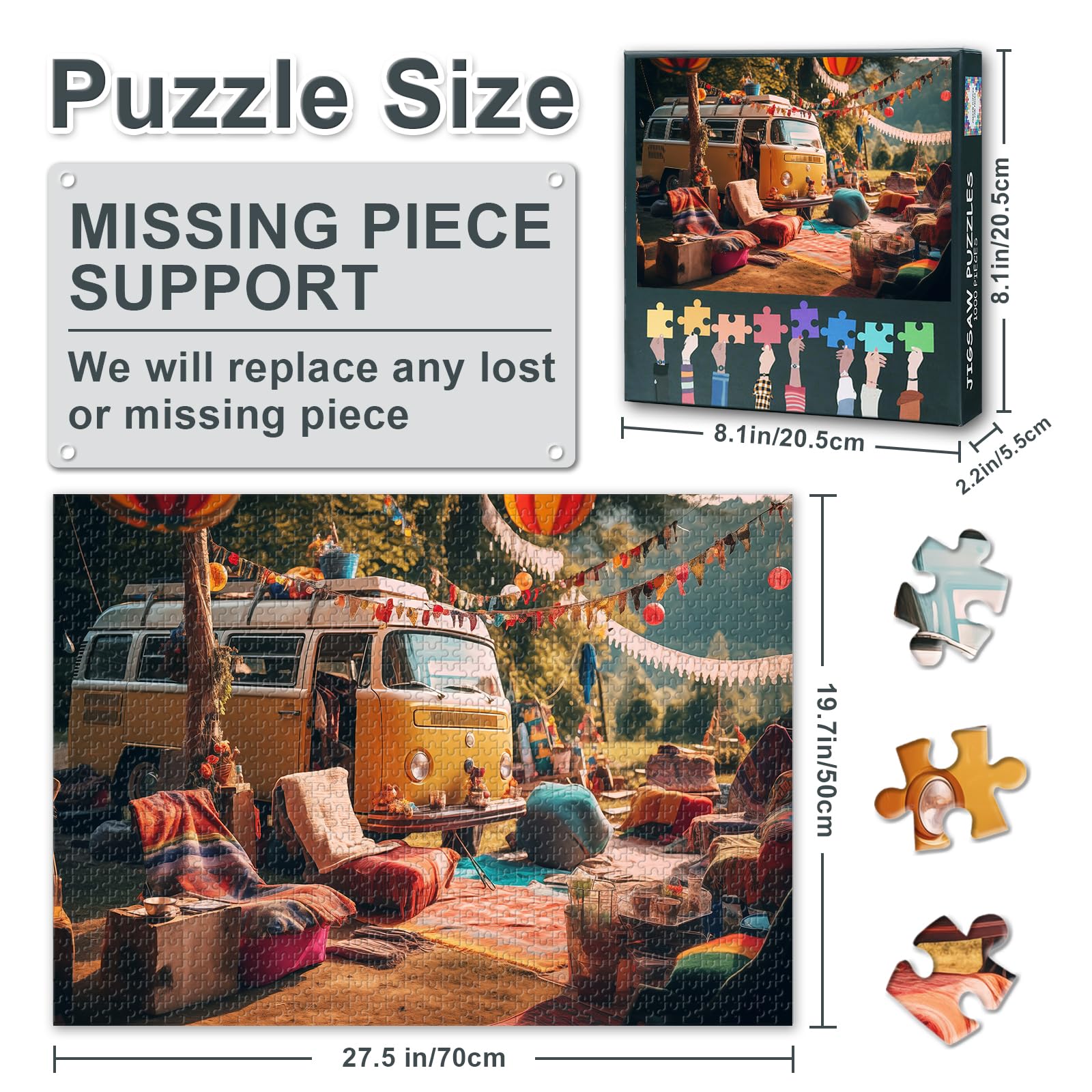 Puzzles for Adults 1000 Pieces Mountain Forest Camping Jigsaw Puzzles Family Challenge Game Suitable for Game Nights Challenging & Vivid Detail Ideal for Puzzle Enthusiasts Size: 50x70cm - Image 3