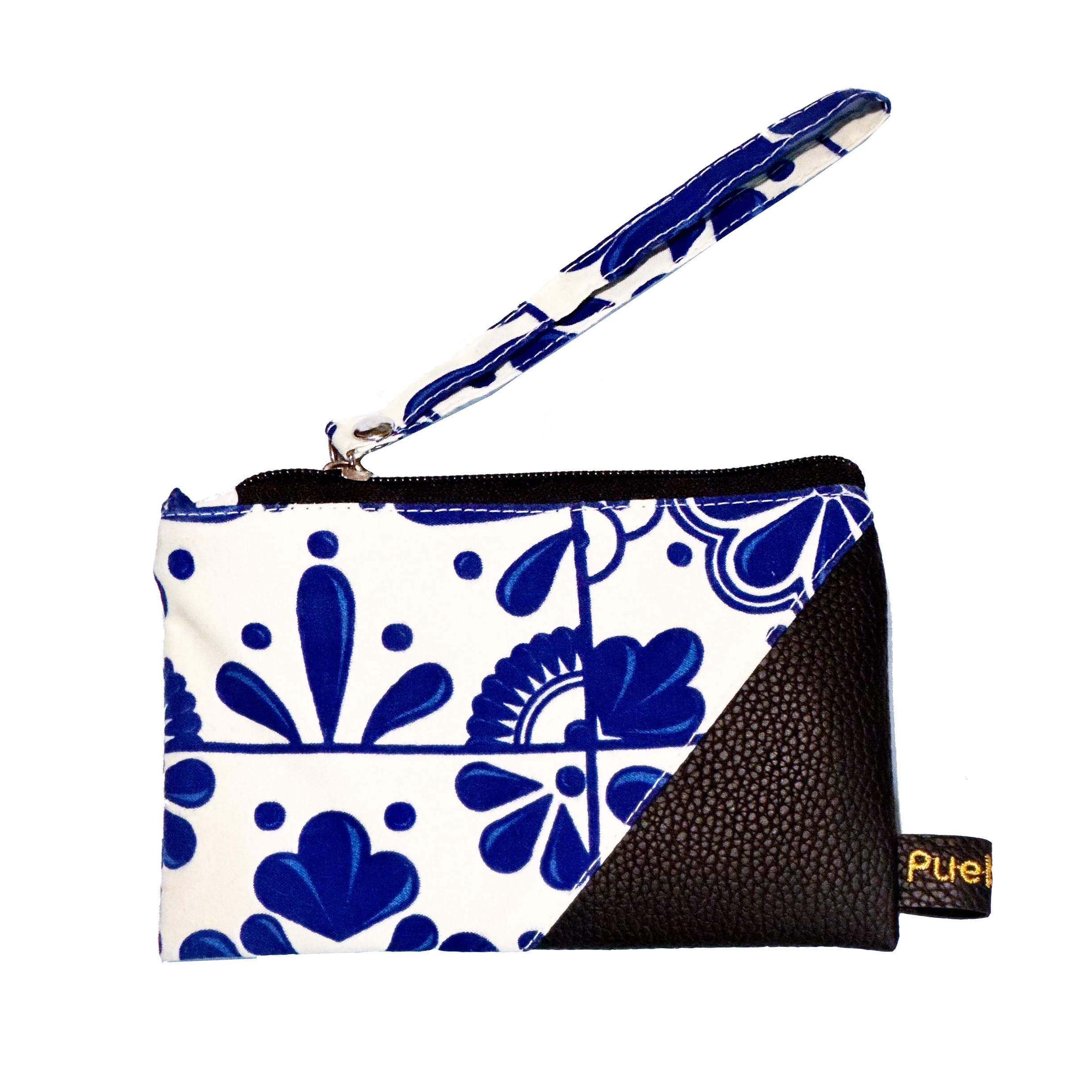 Pueblita Artisanal Women's Wristlet Wallet Pouch (Talavera, Blue)