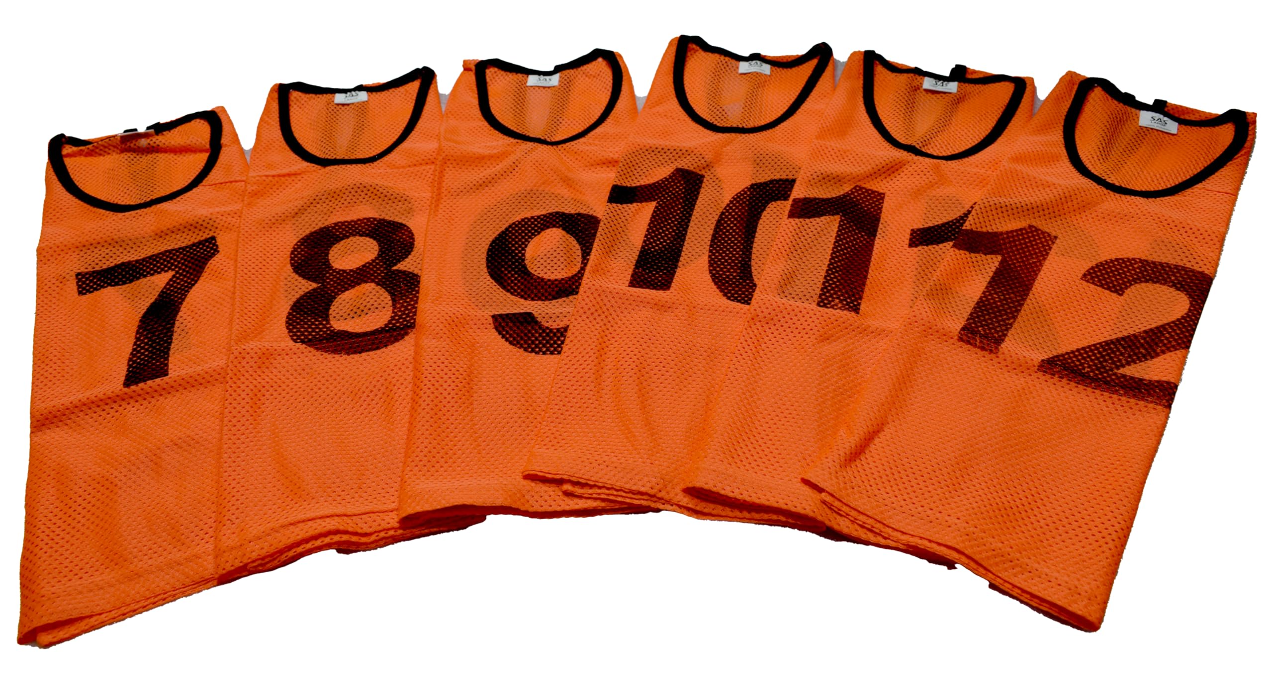 Football Bibs | 1-12 Numbered Scrimmage Vests | Soccer Football Training Bibs | Soccer Pennies | Team Training Equipment for Football (Orange LARGE)-image-39
