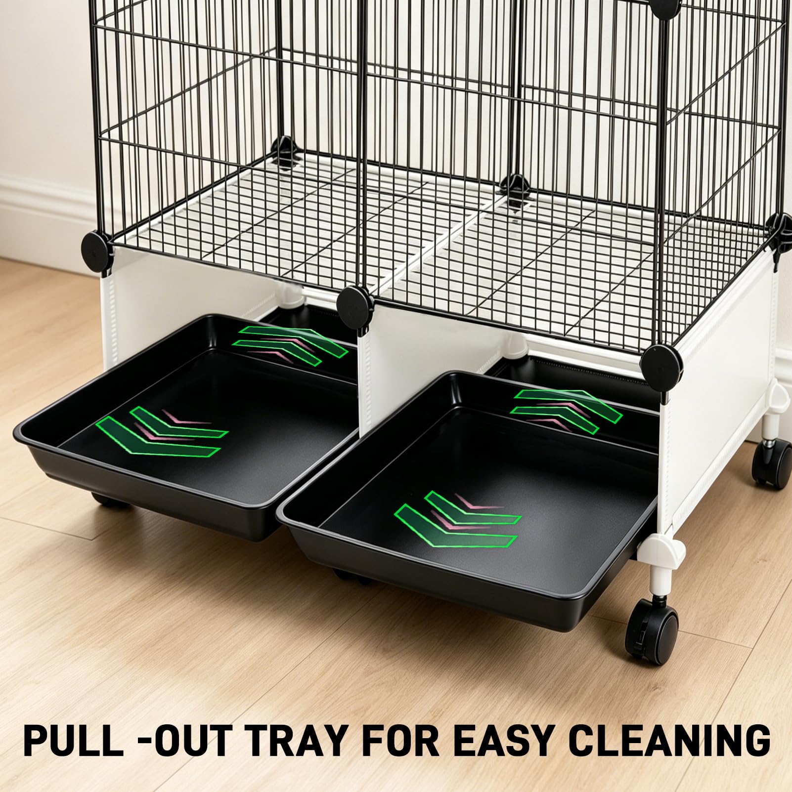 Jaula grande para loros para interiores con ruedas bloqueables, jaula para periquitos con comedero, cuenco de agua, plataforma de juego, fácil de mover y limpiar (negro, 74 x 37 W x