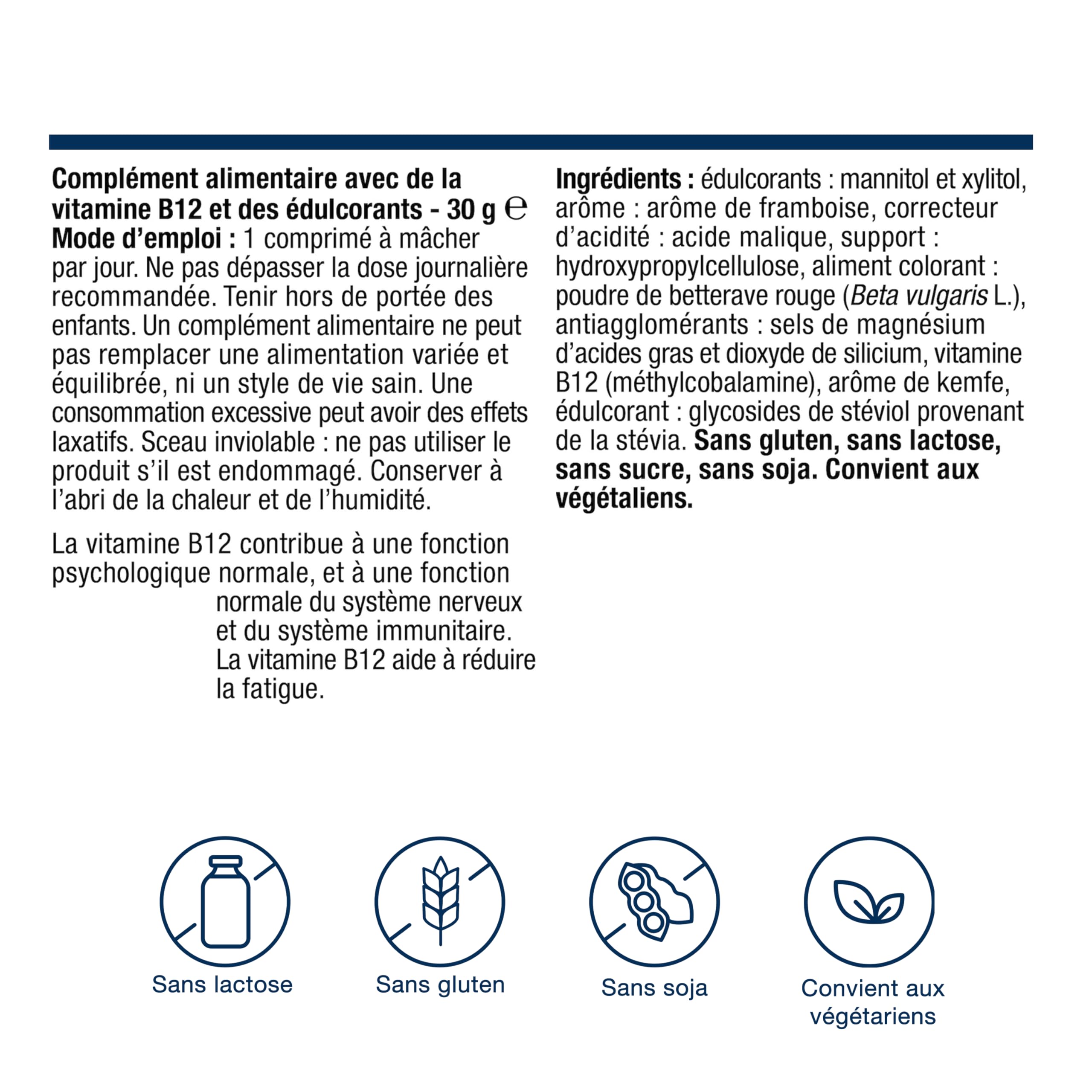 Metagenics Vitamine B12 Forte 1000 μg - Soutien de l'énergie et du système nerveux, réduit la fatigue, 120 comprimés à croquer goût framboise