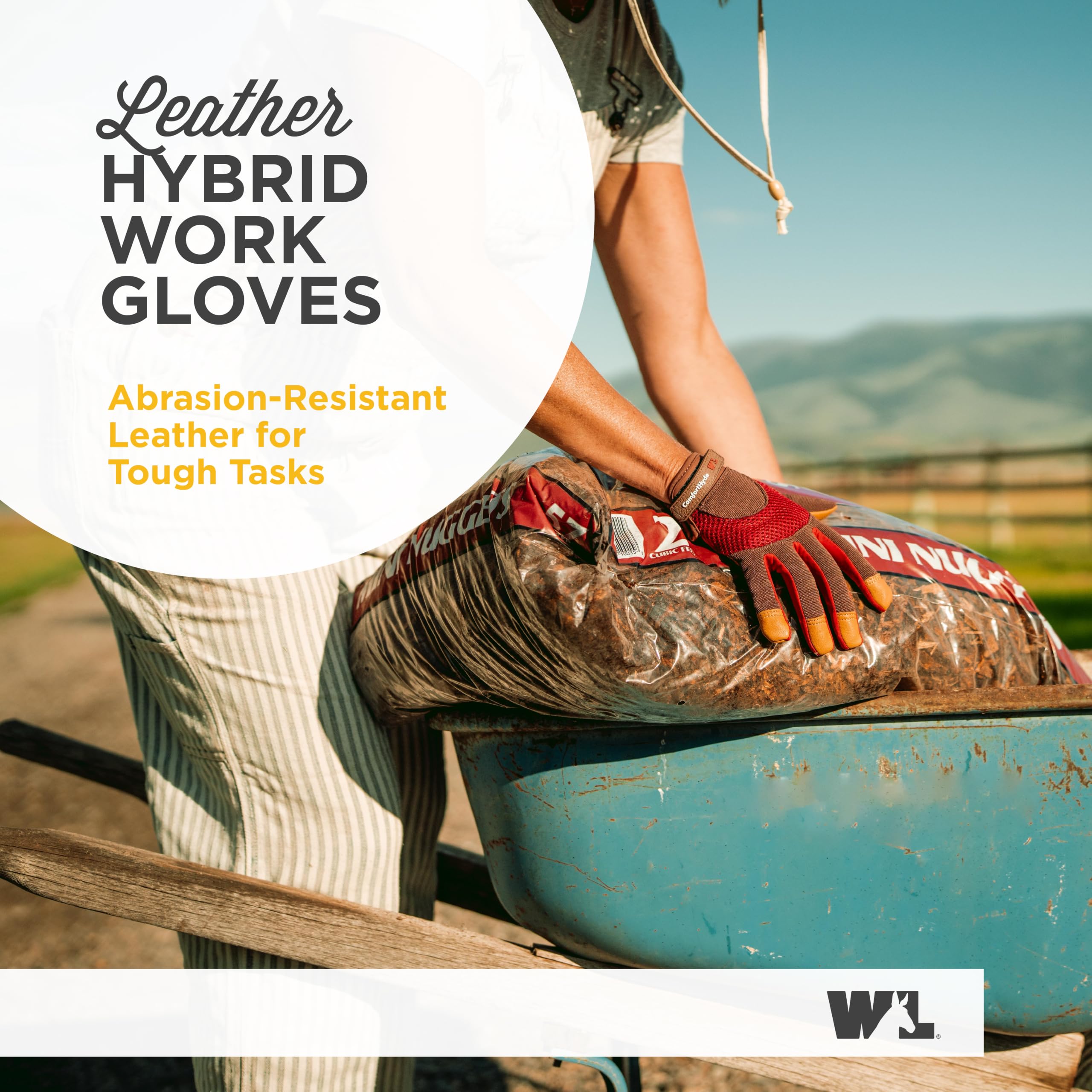 Gants de jardinage hybrides respirants et confortables en cuir, taille S (Wells Lamont 7872), rouge