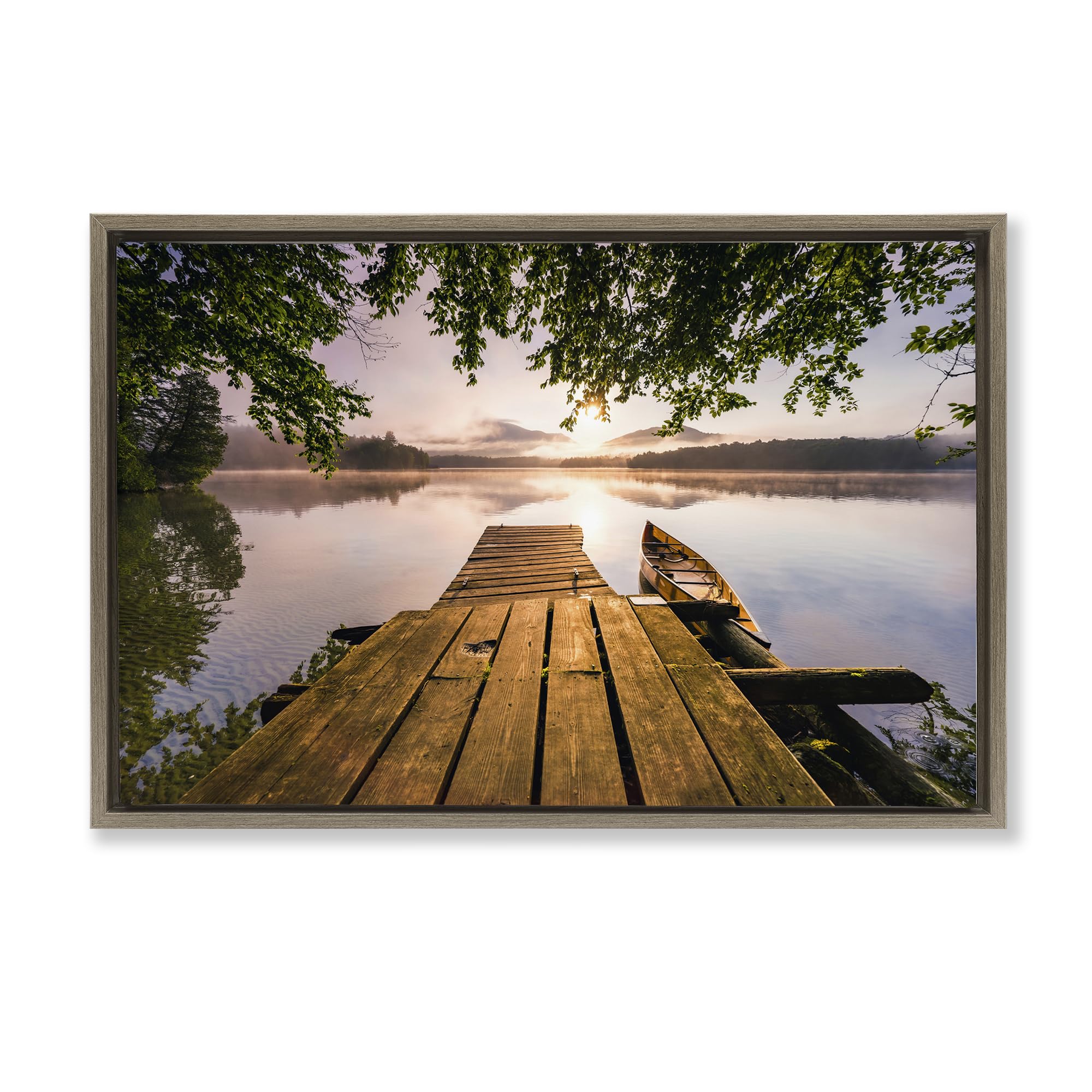 Stupell Industries Montalcino Elm (Textured) 'Misty Morning Light On Lake'| Floating Frame Canvas Art