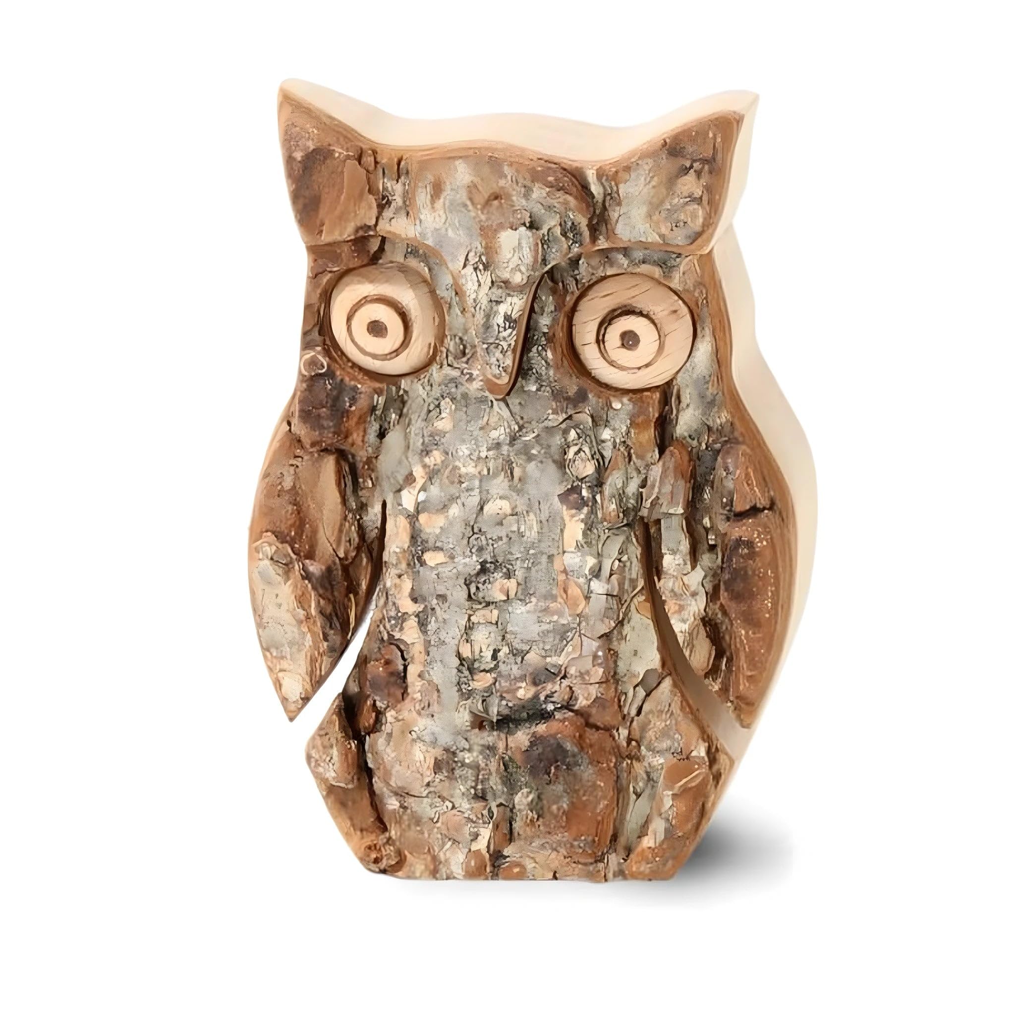 Dolfi Wooden Owl and Bark 6.5 cm 6.5 cm | Natural Wood in Val Gardena | Nativity Figure