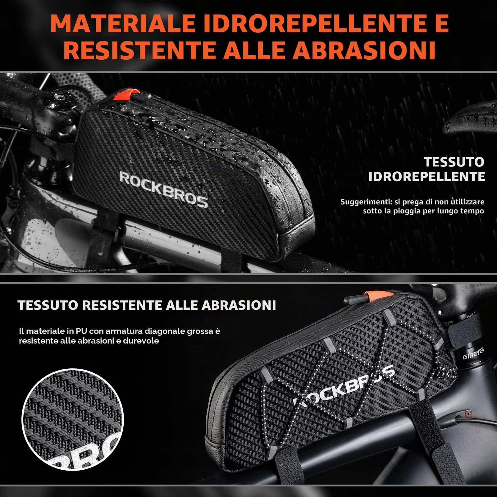 ROCKBROS Borsa Telaio Bici 1L MTB Bicicletta da Corsa Bici Elettrica