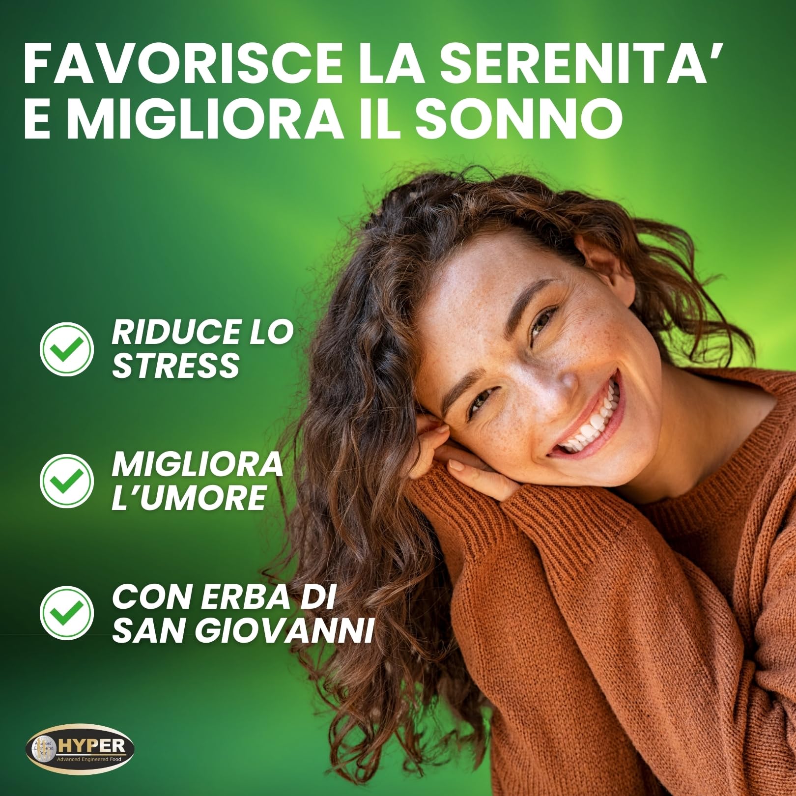 Hyper Good Life 60 Cpr - Integratore Alimentare Con Iperico Erba di San Giovanni, Griffonia e Rodiola Rosea - Riduce lo Stress e Favorisce un Naturale Stato di Serenità e Benessere