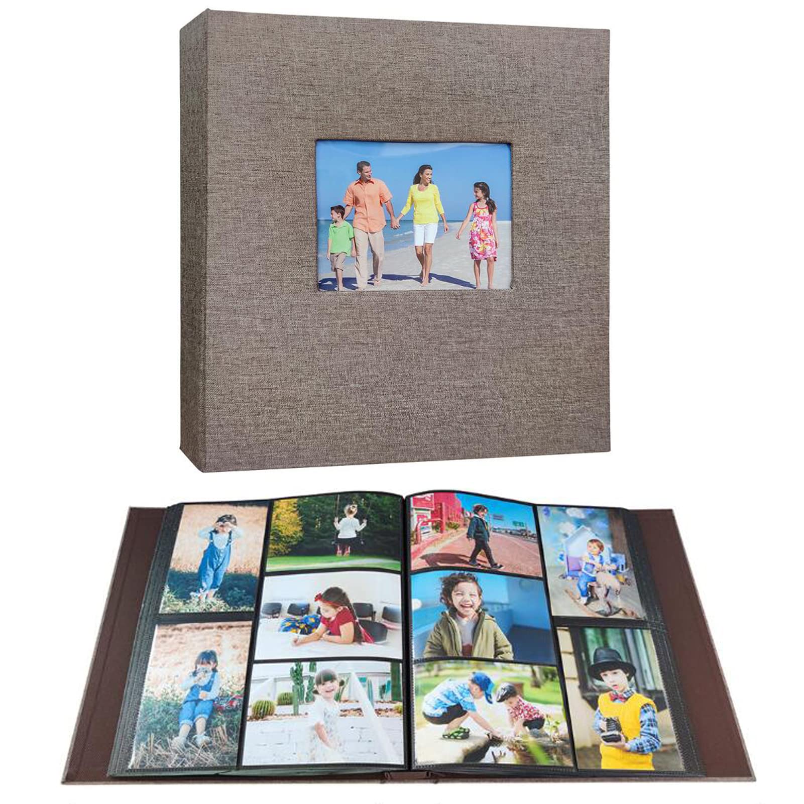 Album photo de 15,2 cm avec couverture en cuir - Grande capacité - 600 pochettes - Album photo pour famille, mariage, vacances