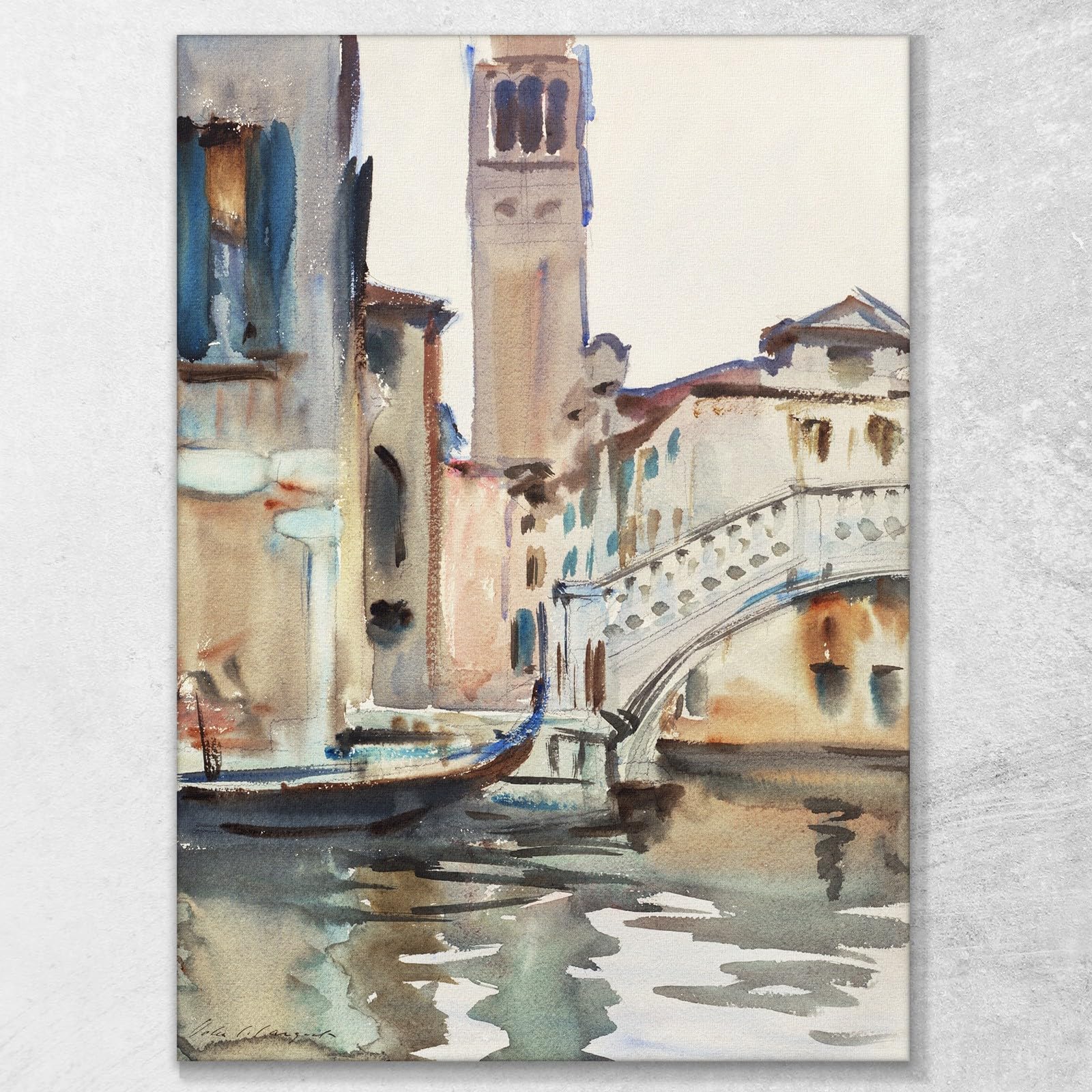 Un Ponte E Un Campanile Venezia John Singer Sargent, jss1 Quadro Stampato su Tela, 115x80 cm