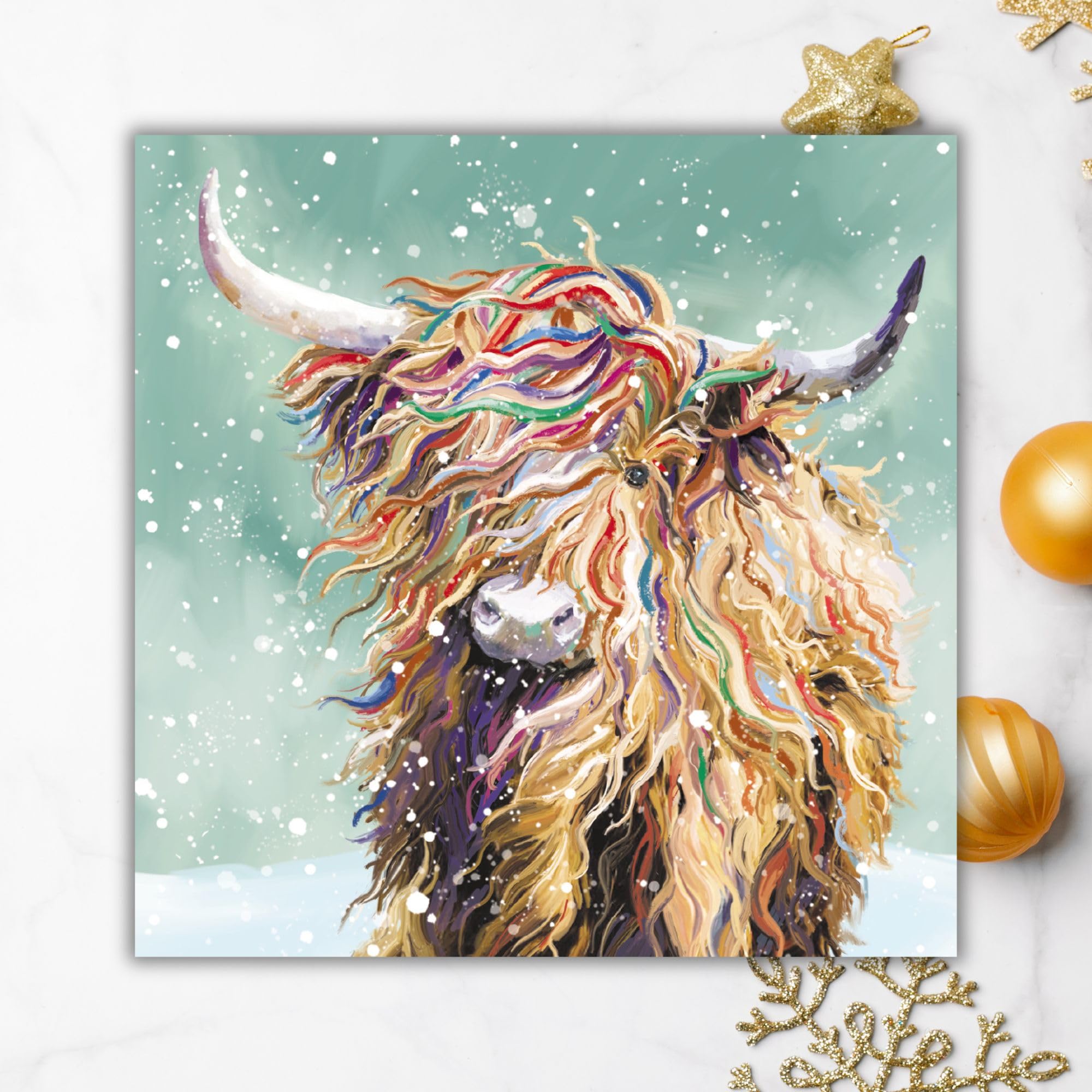 GBCC Charity Christmas Cards Pack of 10, Highland Cow Design, Premium Festive Greeting Cards Multipack with Envelopes - Image 3